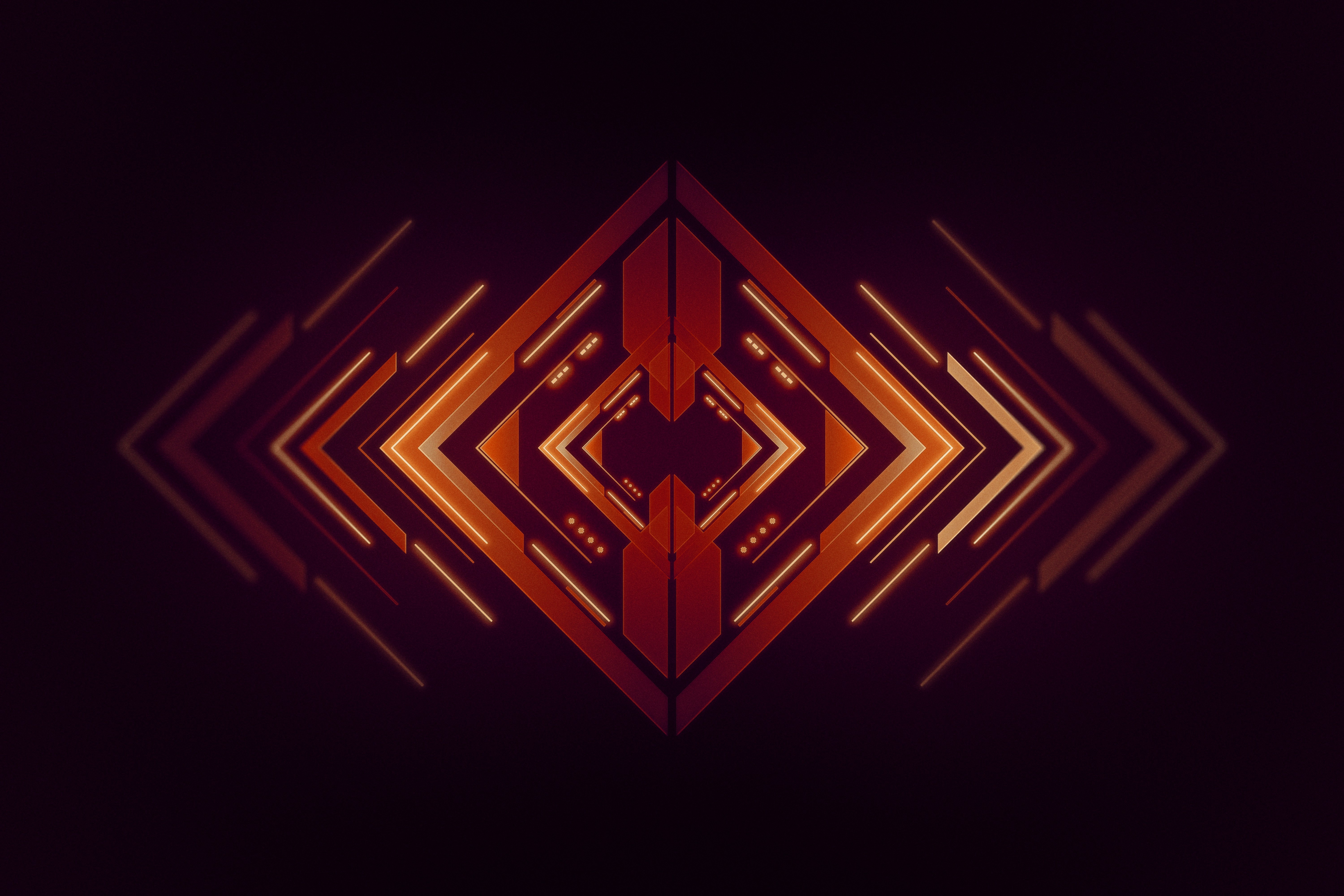 Dark Orange and Red Abstract Geometric Pattern HD Wallpaper
