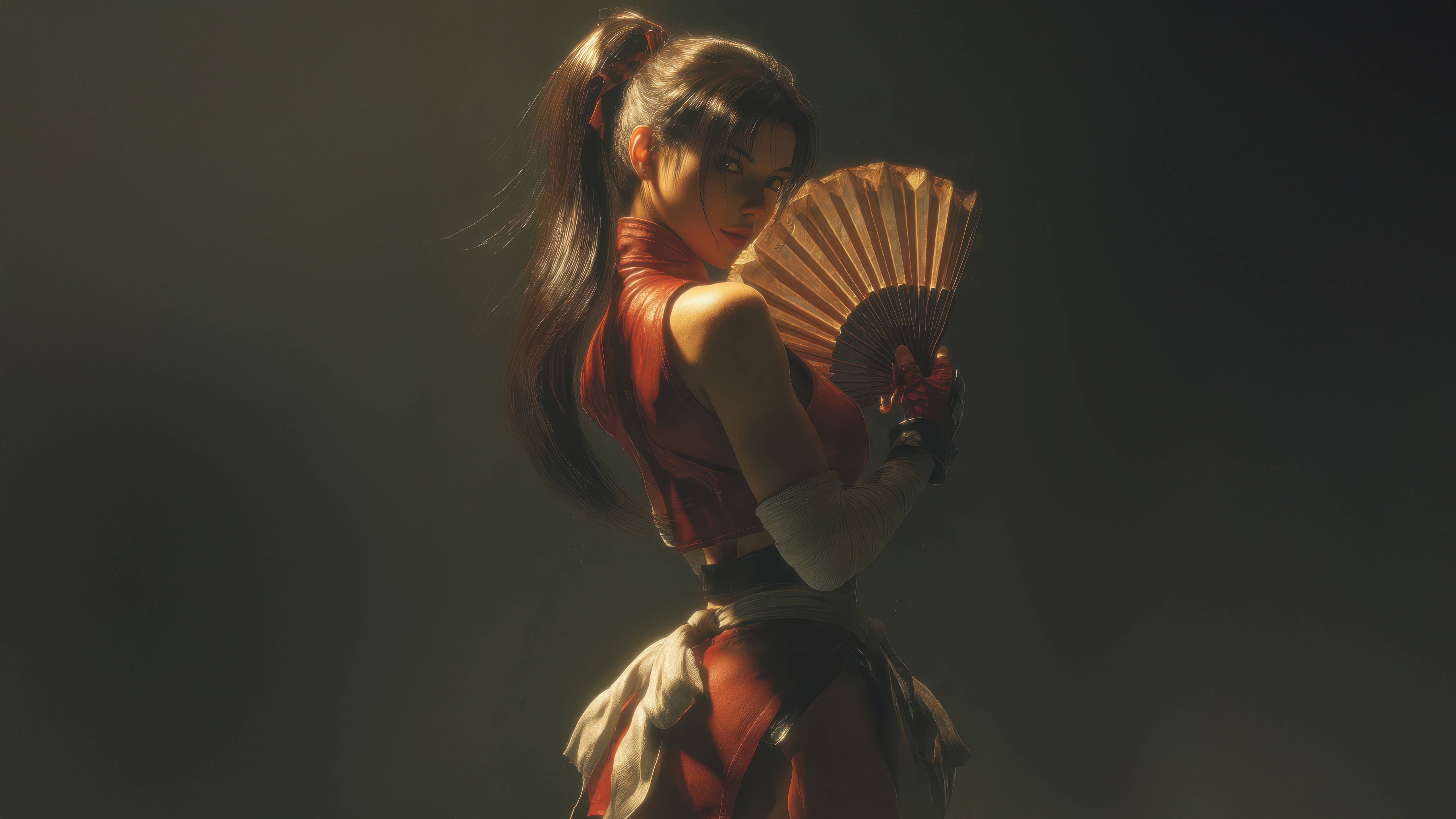 Chizuru Kagura from King of Fighters holding a fan HD Wallpaper