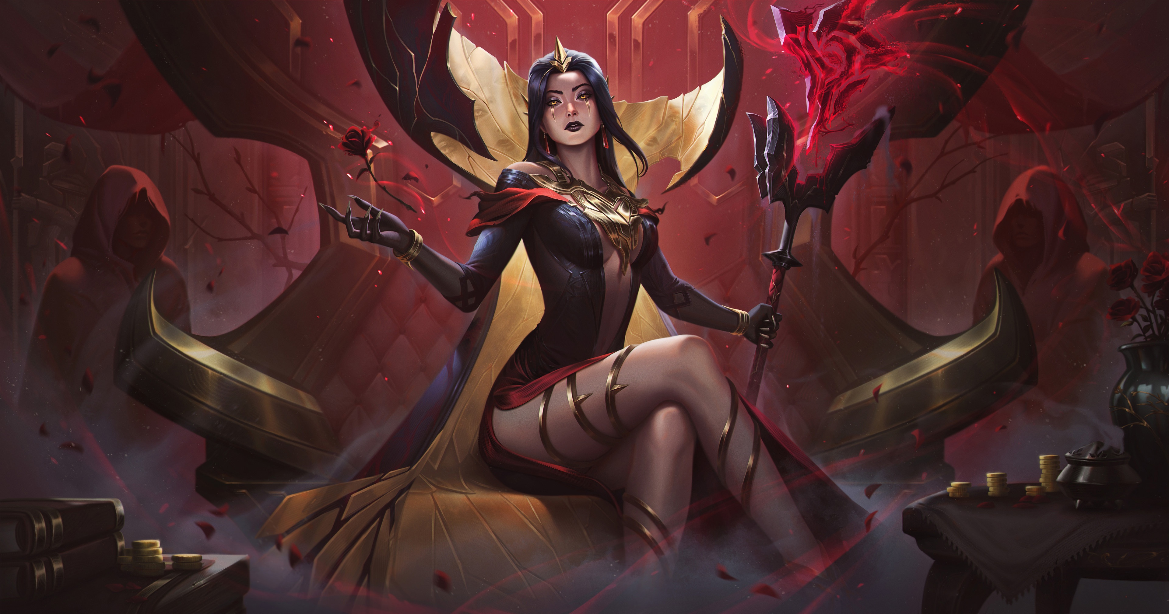 Leblanc from League of Legends sitting on a throne HD Wallpaper