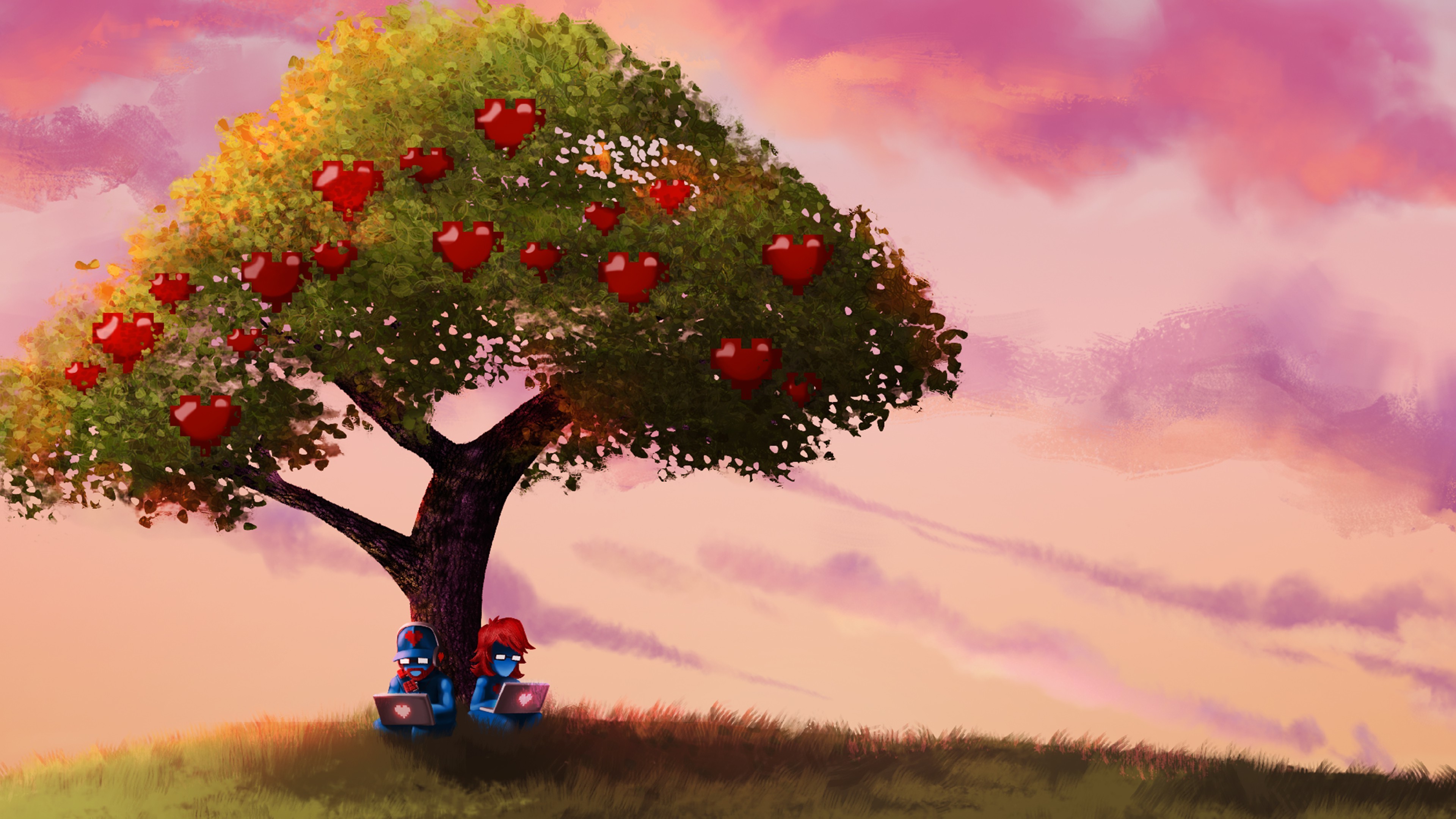 Monstercat Pegboard Nerds under heart tree HD Wallpaper