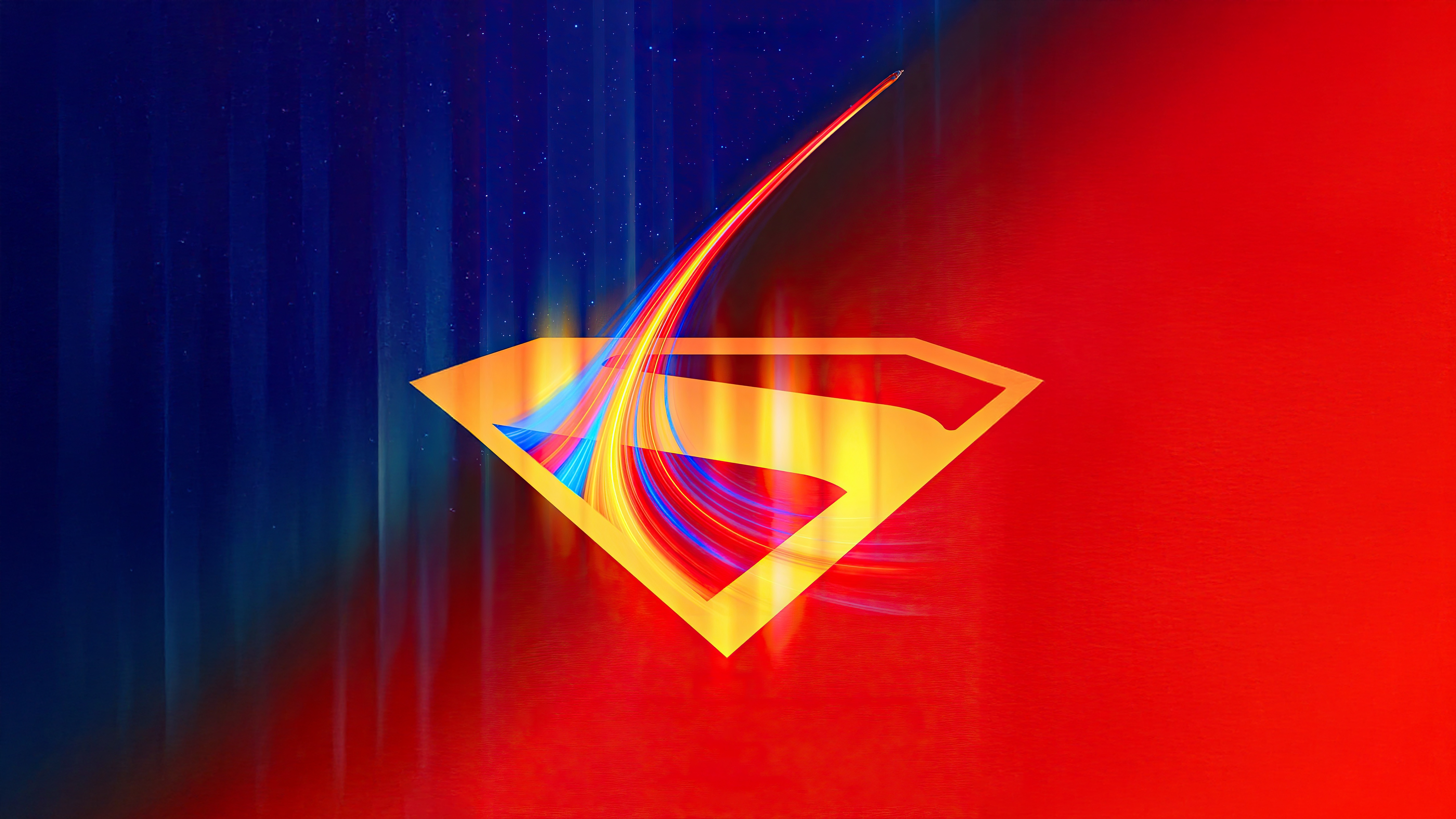 Superman Logo Blazing Through Red and Blue HD Wallpaper