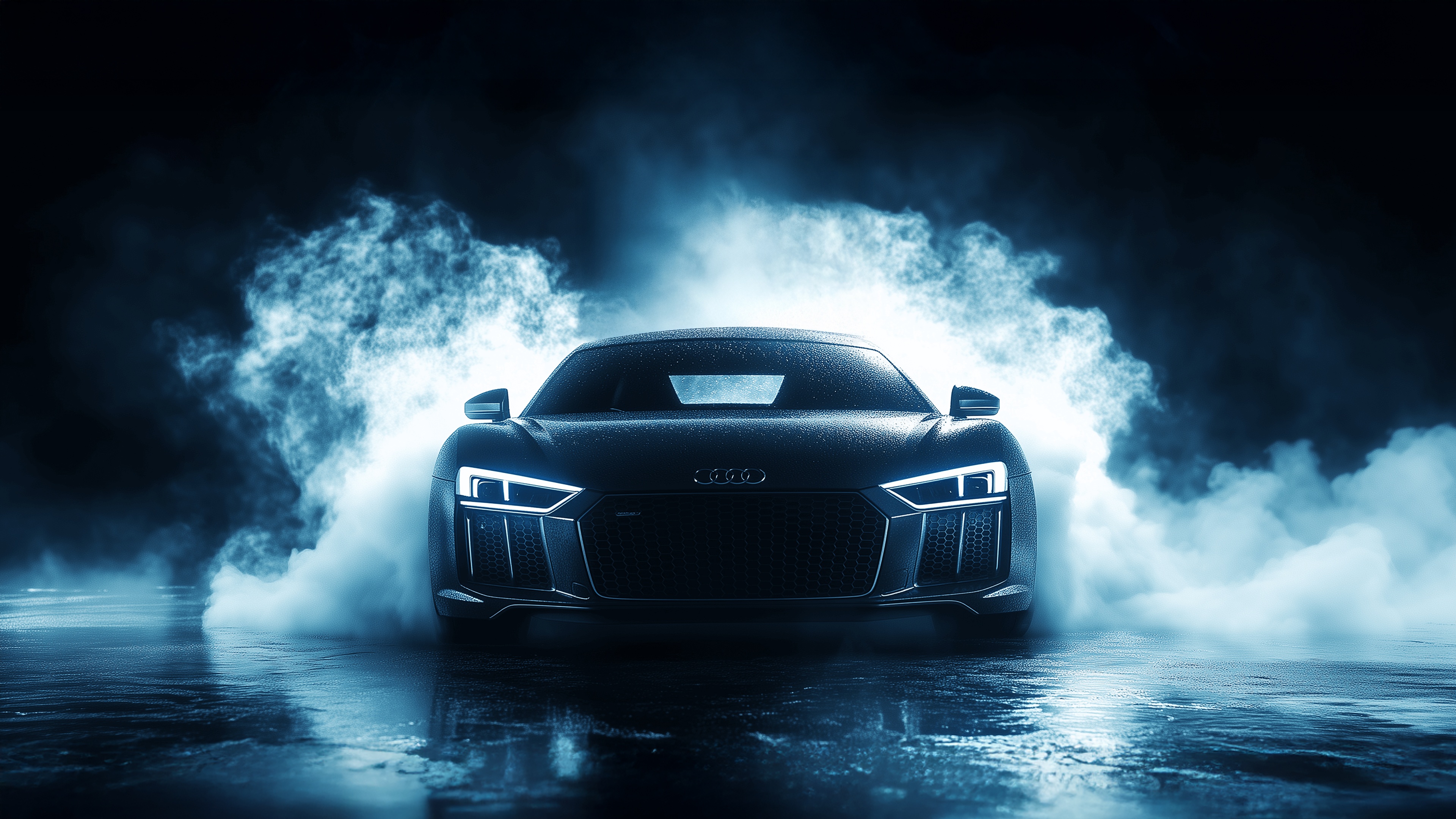 Black Audi R8 in Smoke HD Wallpaper