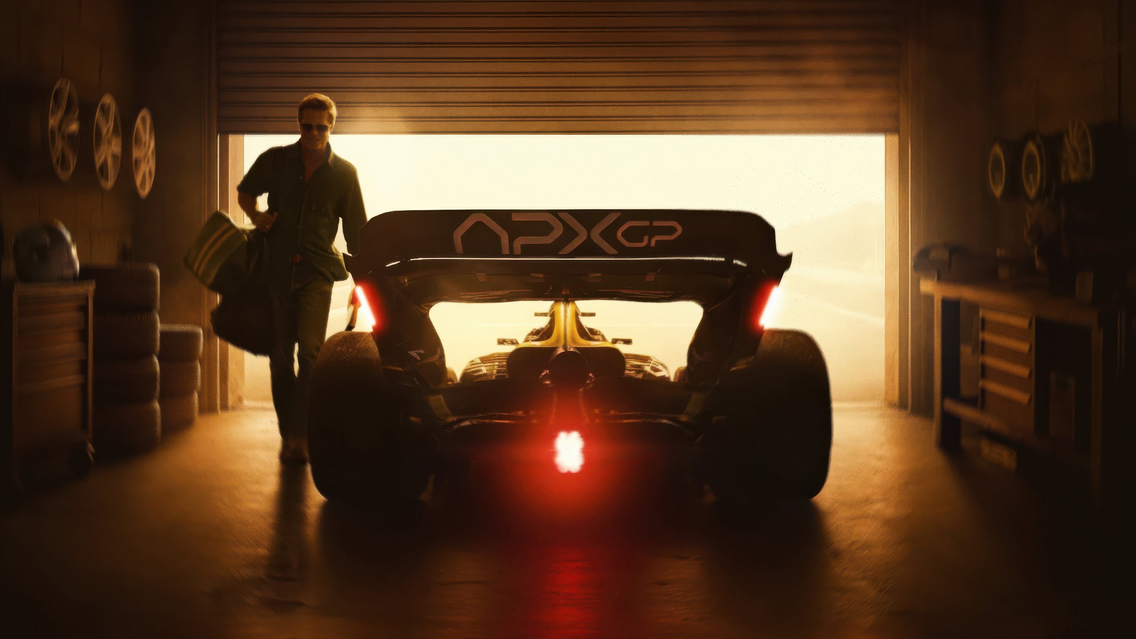APX GP Formula 1 Car in Garage HD Wallpaper