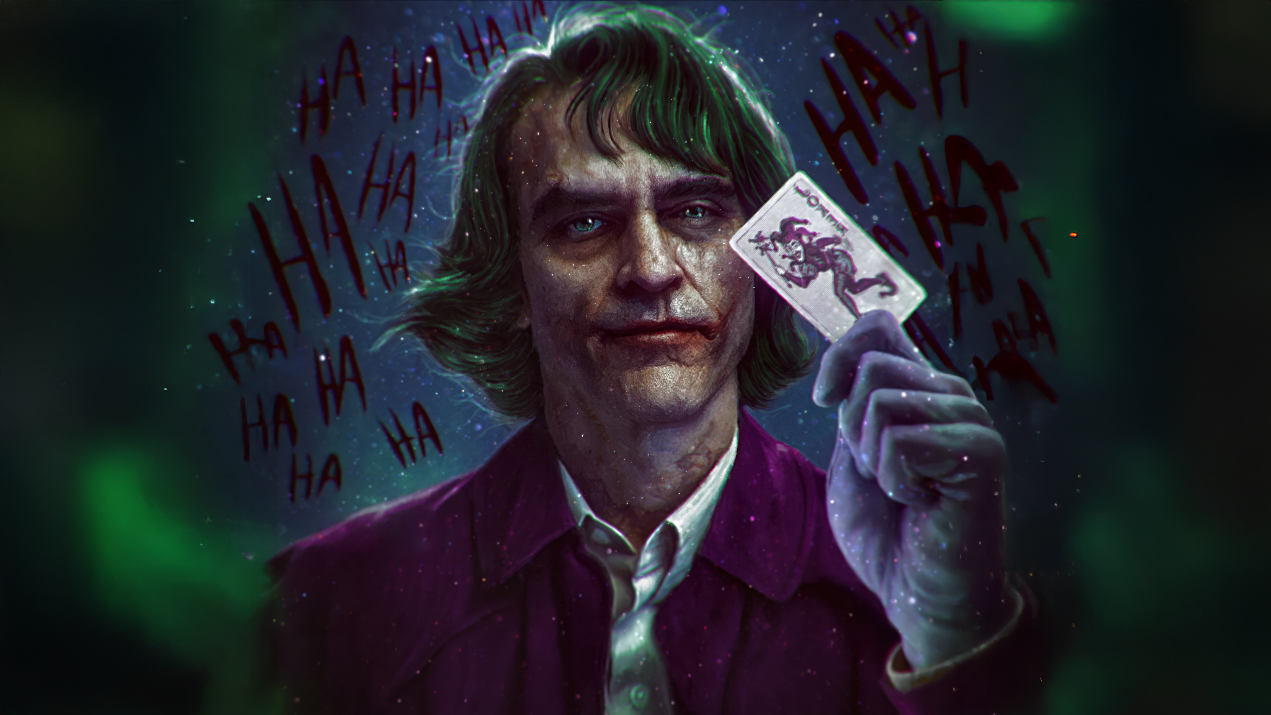 Arthur Fleck as The Joker holding a playing card HD Wallpaper