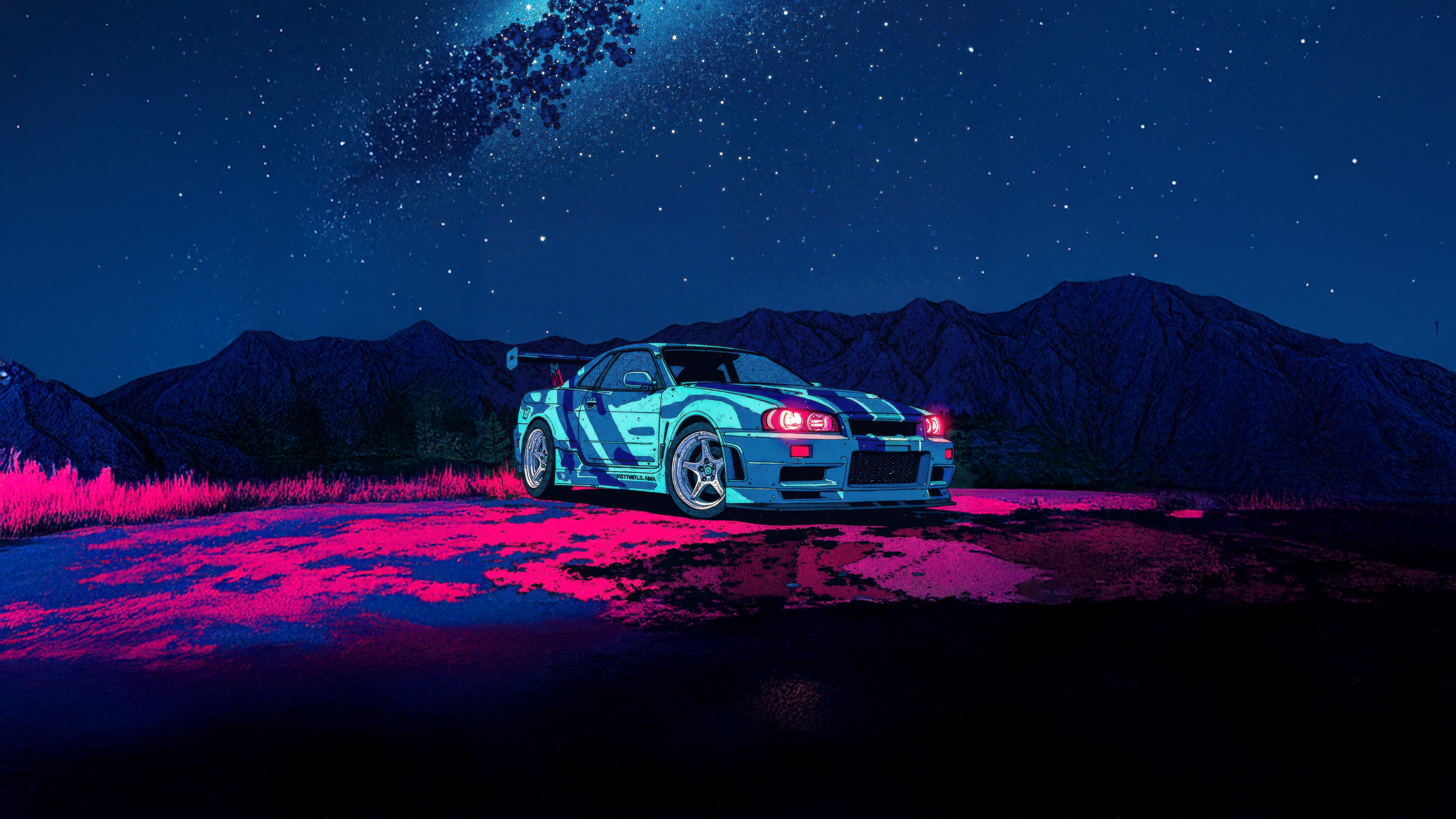 Nissan GTR Skyline Cyberpunk Night Scene HD Wallpaper