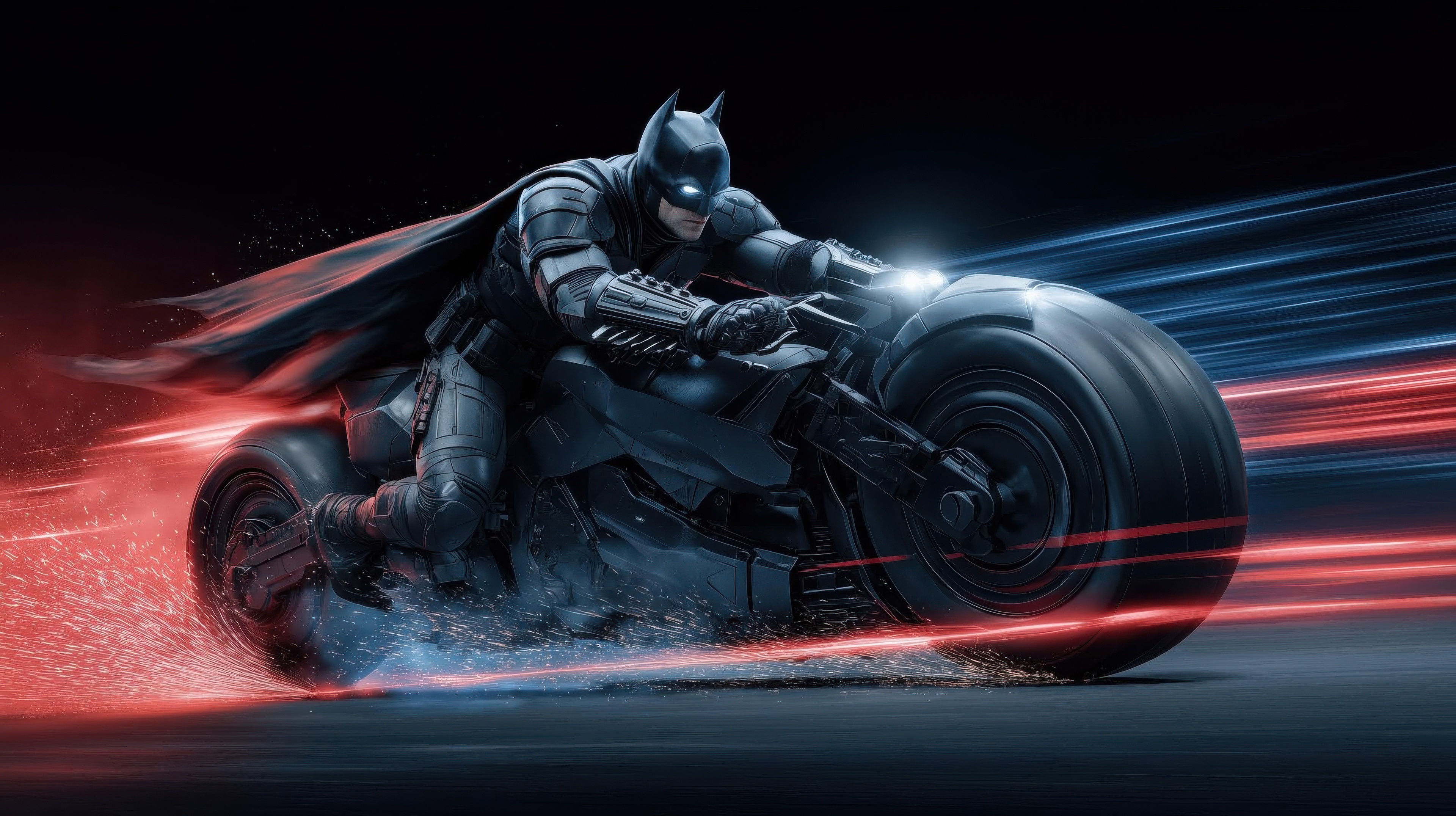 Batman riding his tactical bike HD Wallpaper