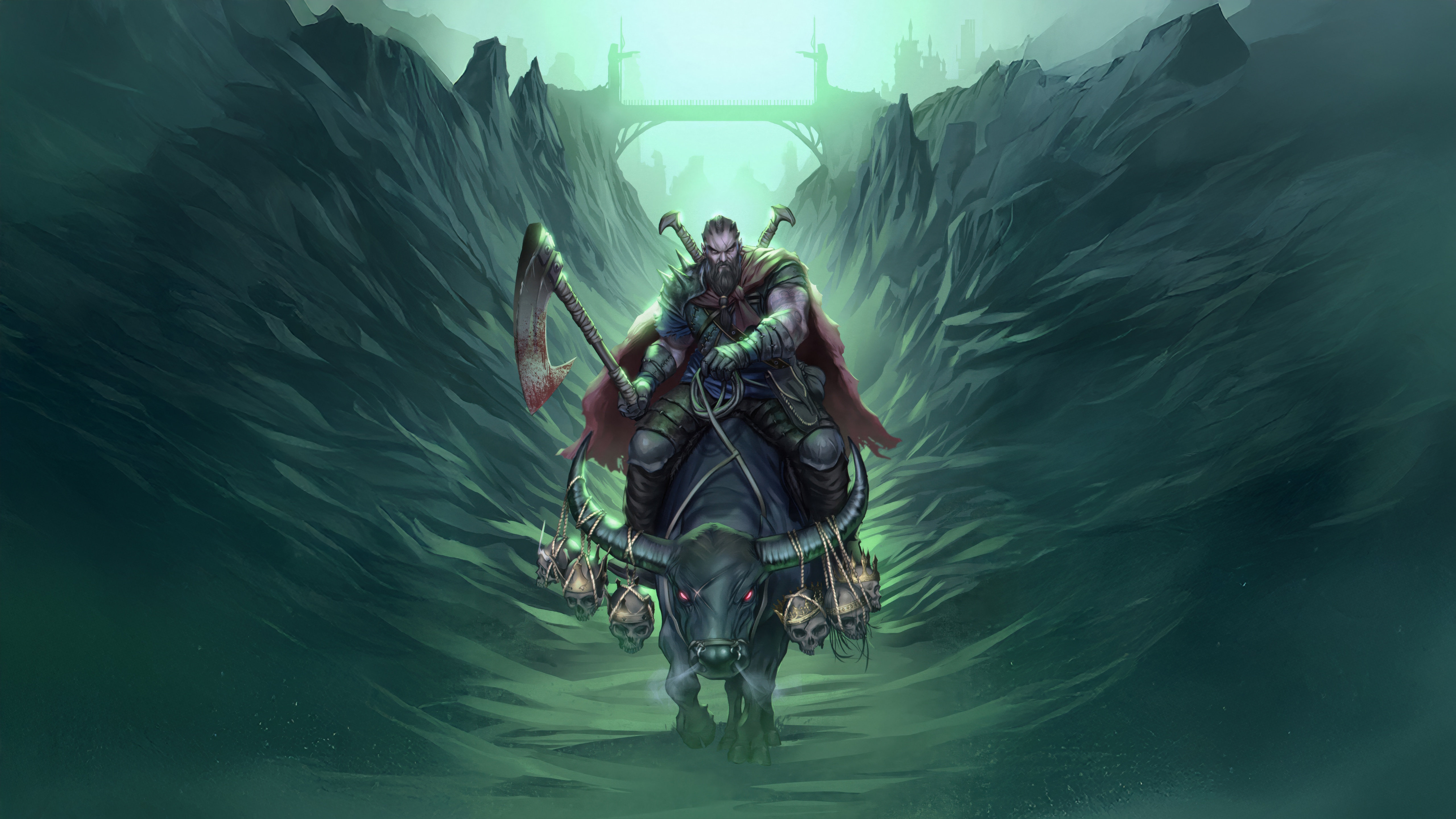 The Immortal Warrior on a Bull HD Wallpaper