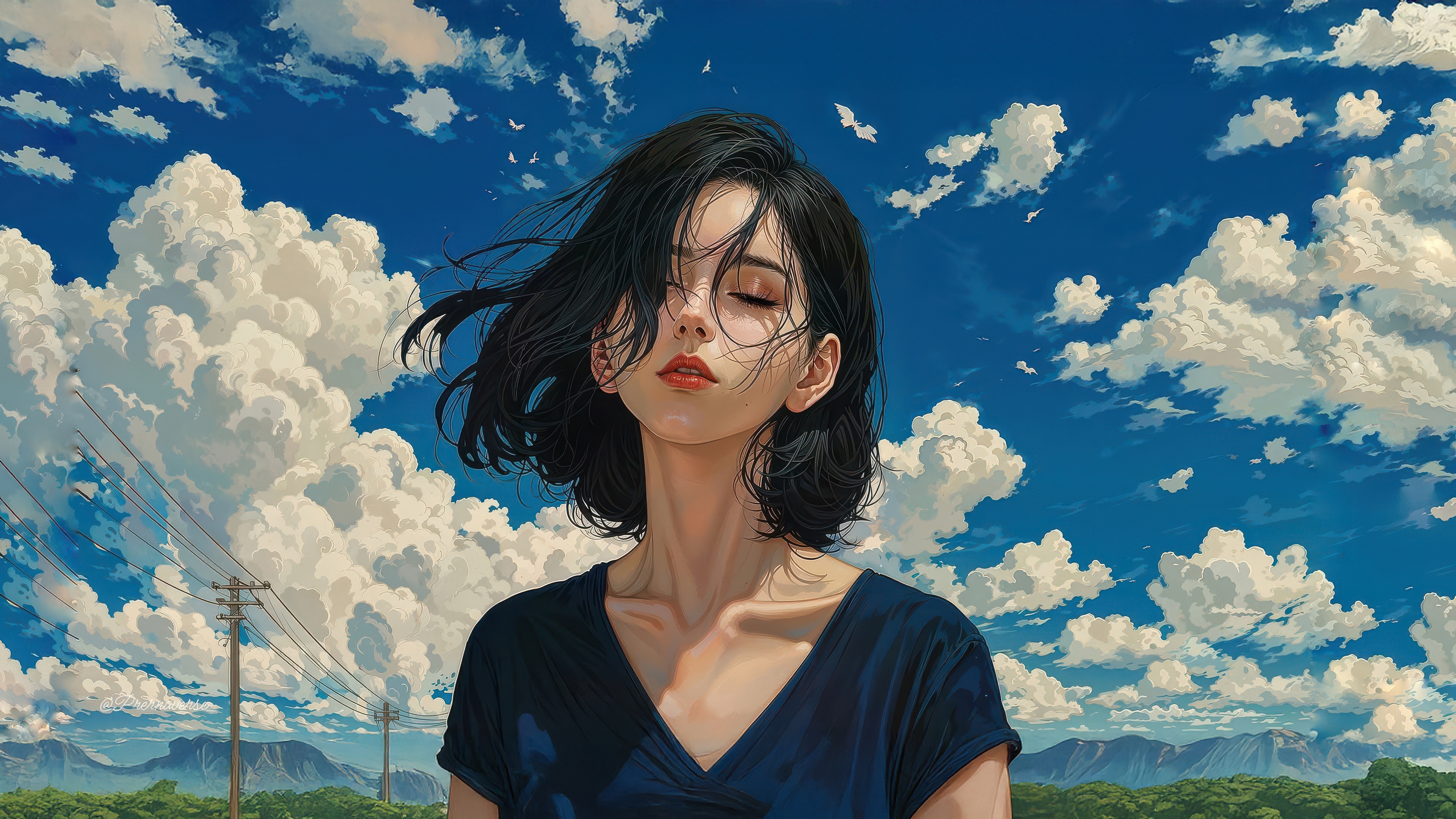 Asian Anime Girl in a Moment of Stillness HD Wallpaper