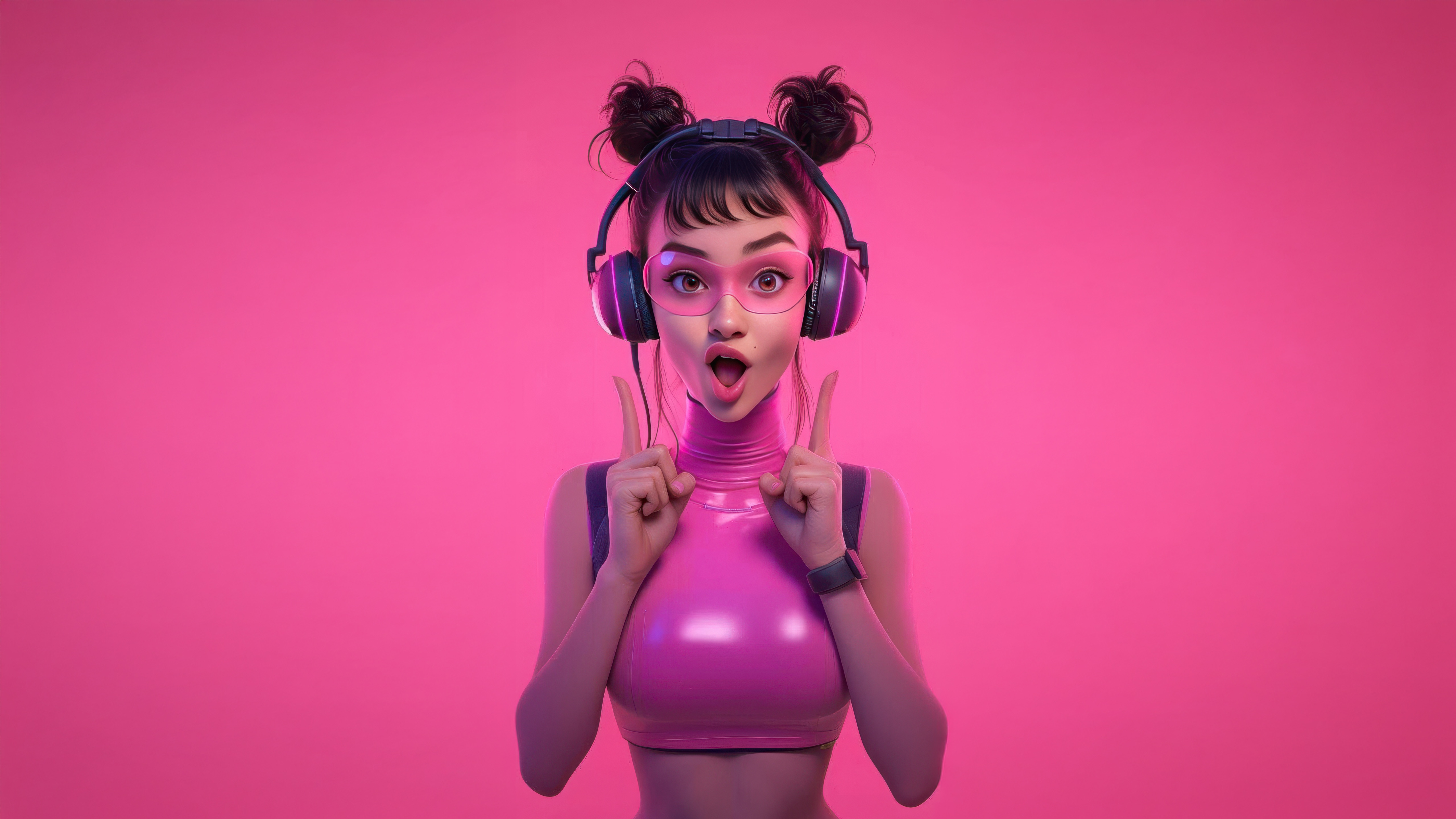 Funky Nomad Fantasy Girl with Headphones HD Wallpaper
