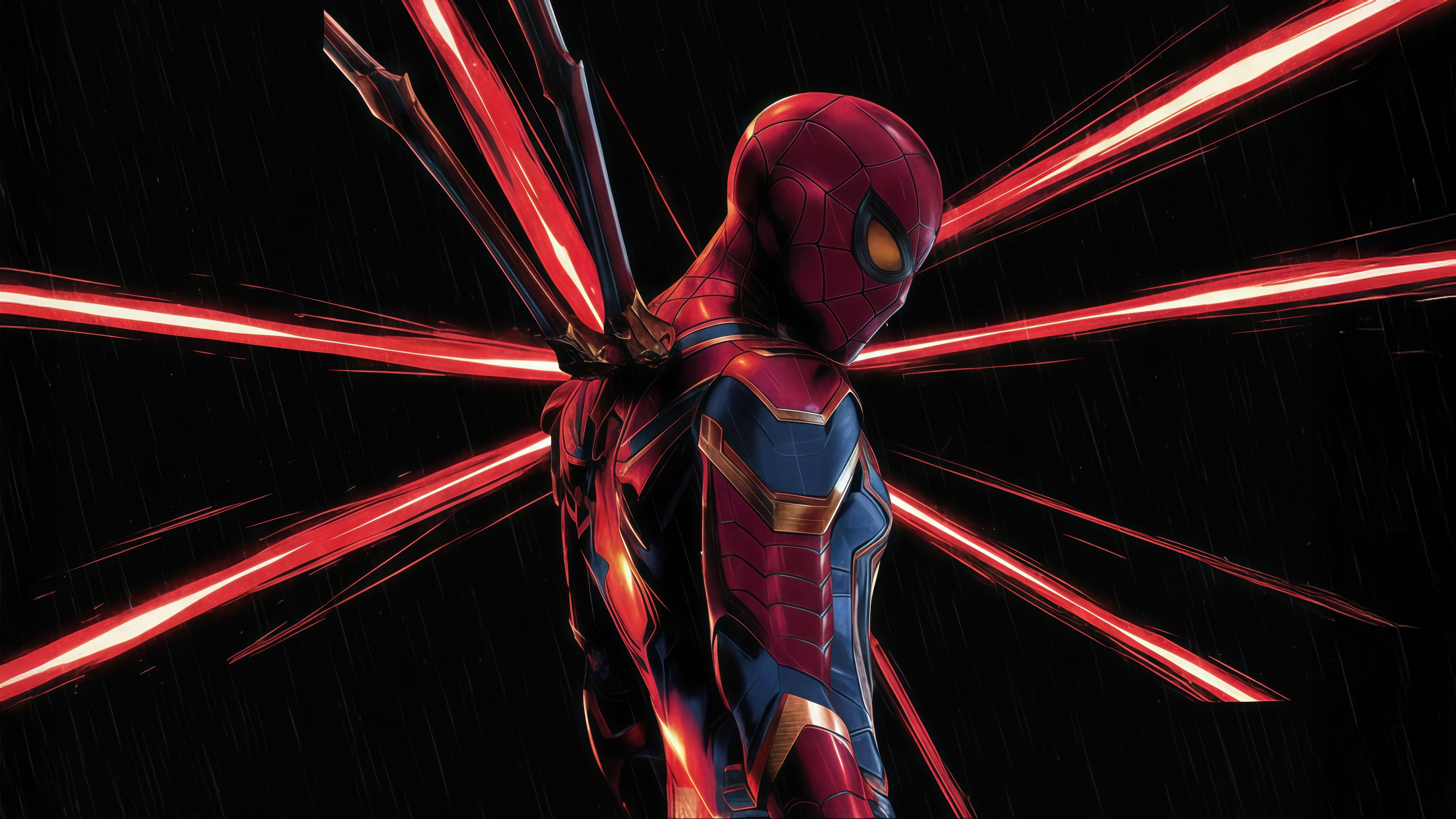 Spider-Man with red energy beams HD Wallpaper