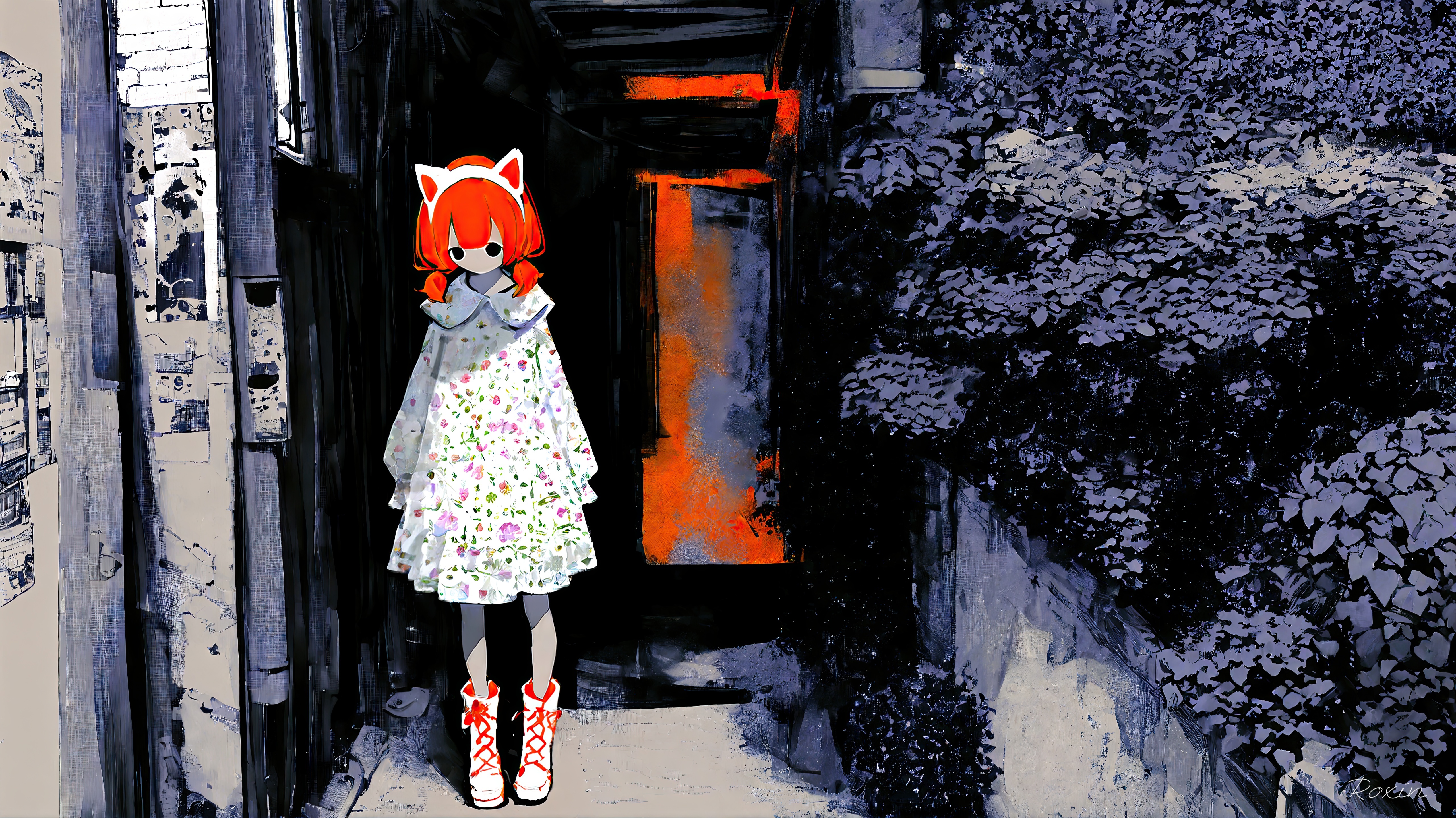 The Alley Cat Ghost girl in a floral dress HD Wallpaper