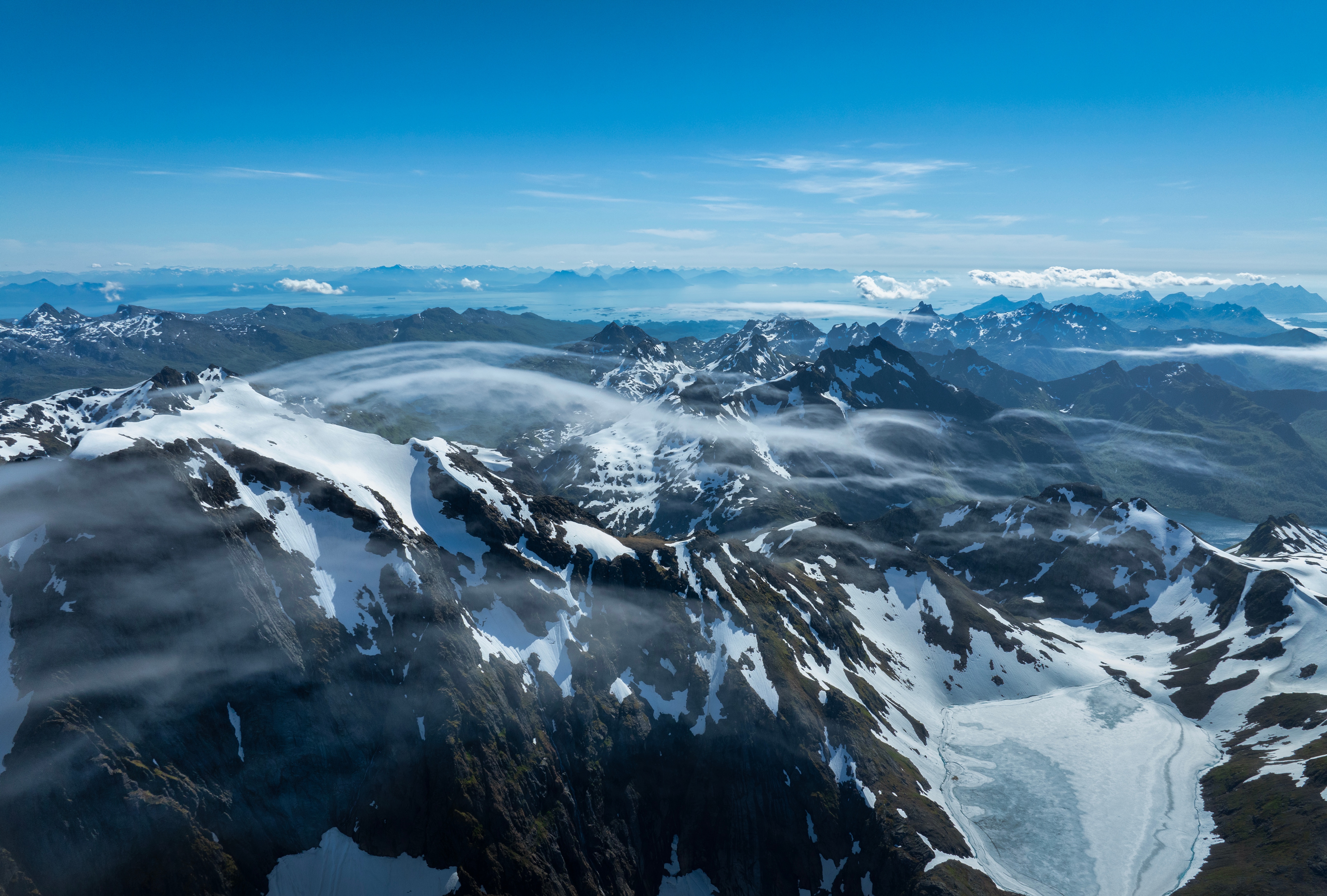 Snow-capped mountains in Lofoten, Norway HD Wallpaper