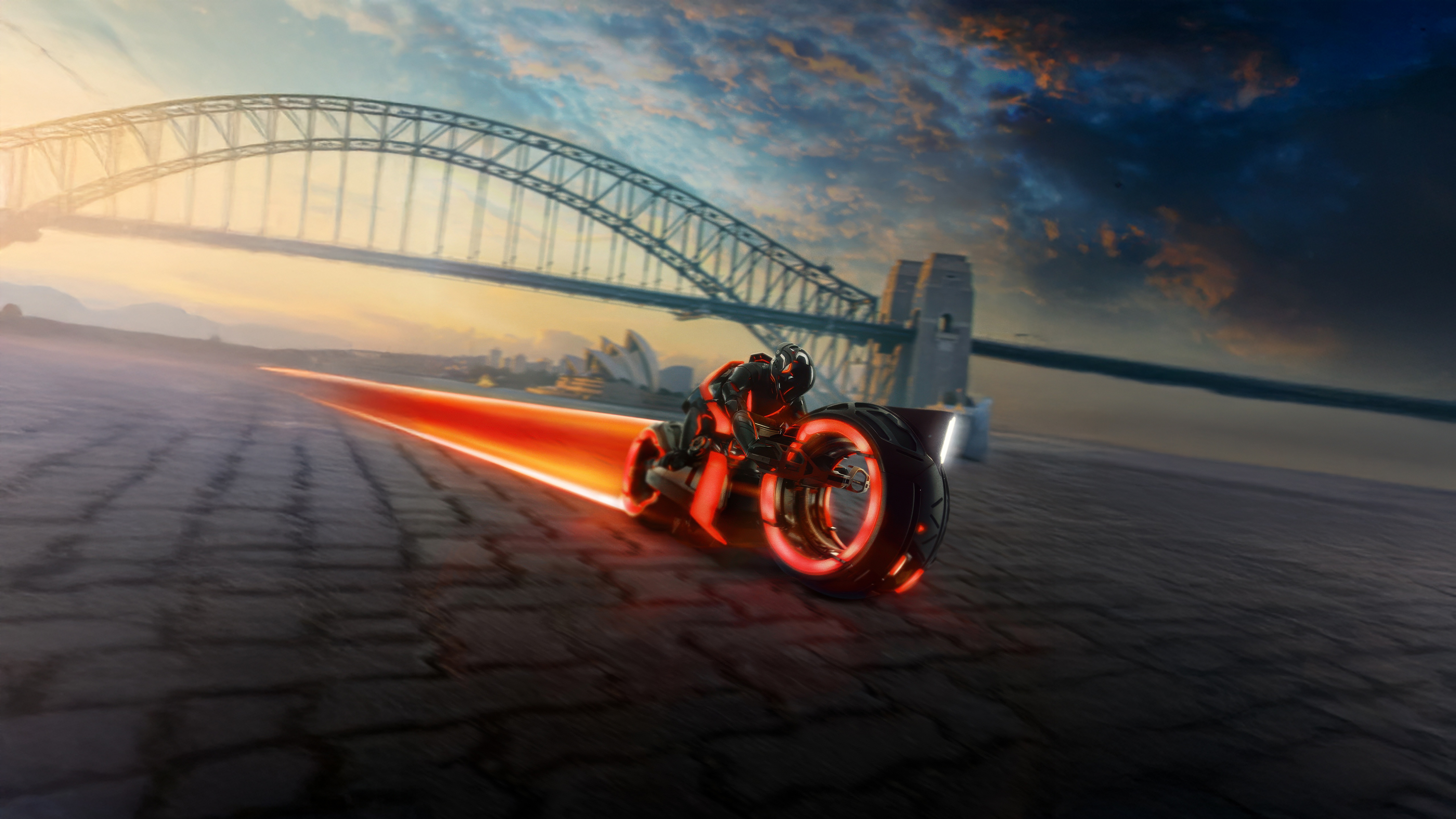 Tron Ares Motorcycle in Sydney HD Wallpaper