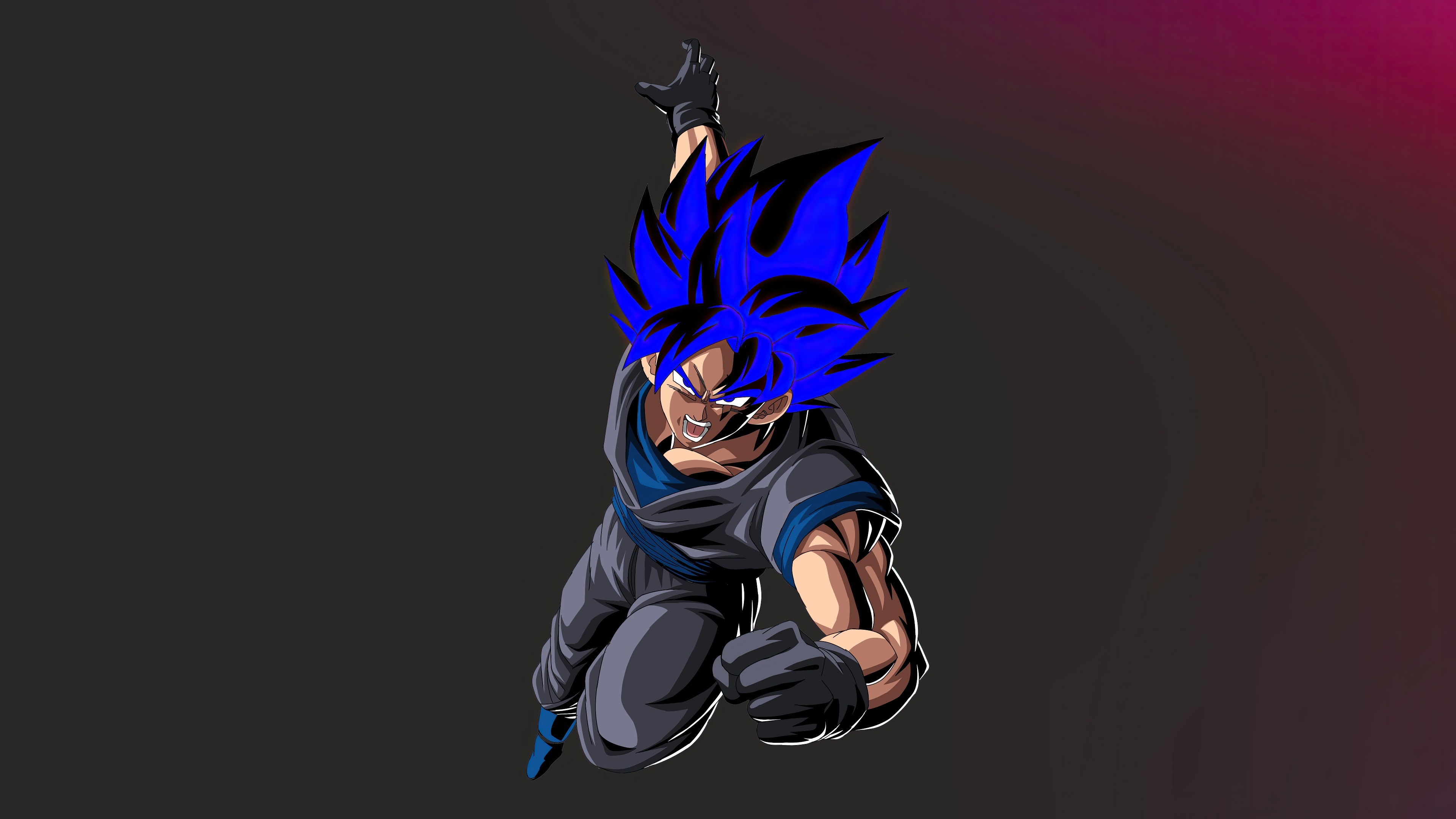 Goku with blue hair in black outfit HD Wallpaper