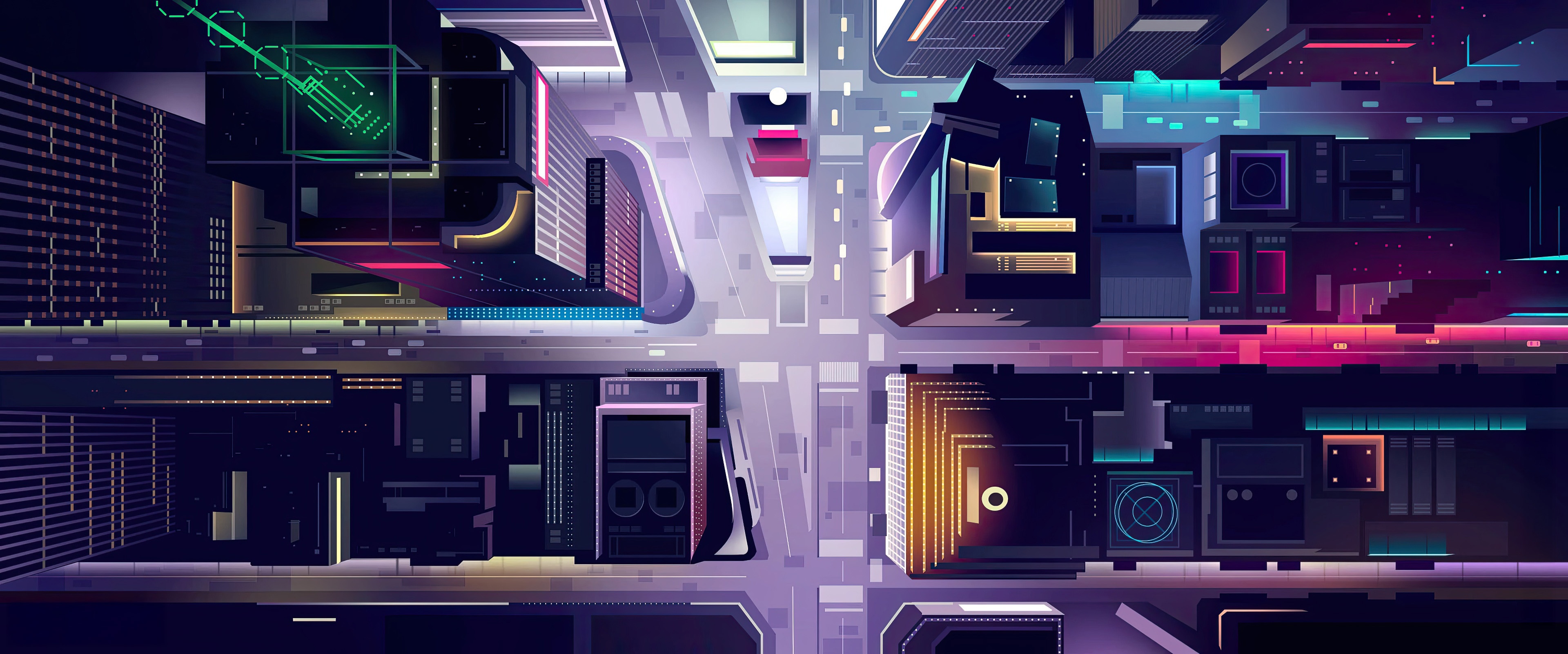 Futuristic Cityscape with Neon Lights HD Wallpaper
