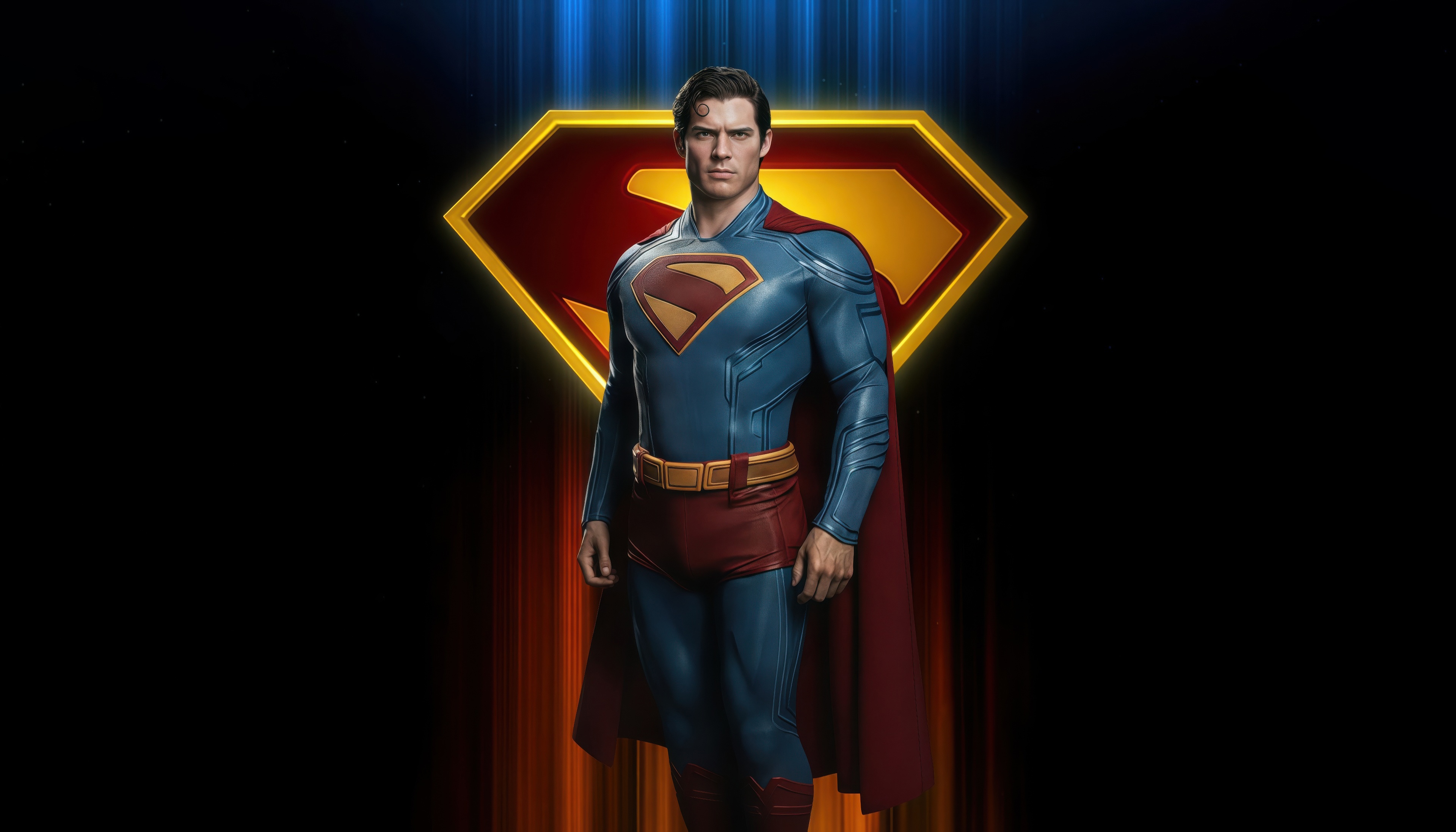 Superman Stands Before the S-Shield HD Wallpaper
