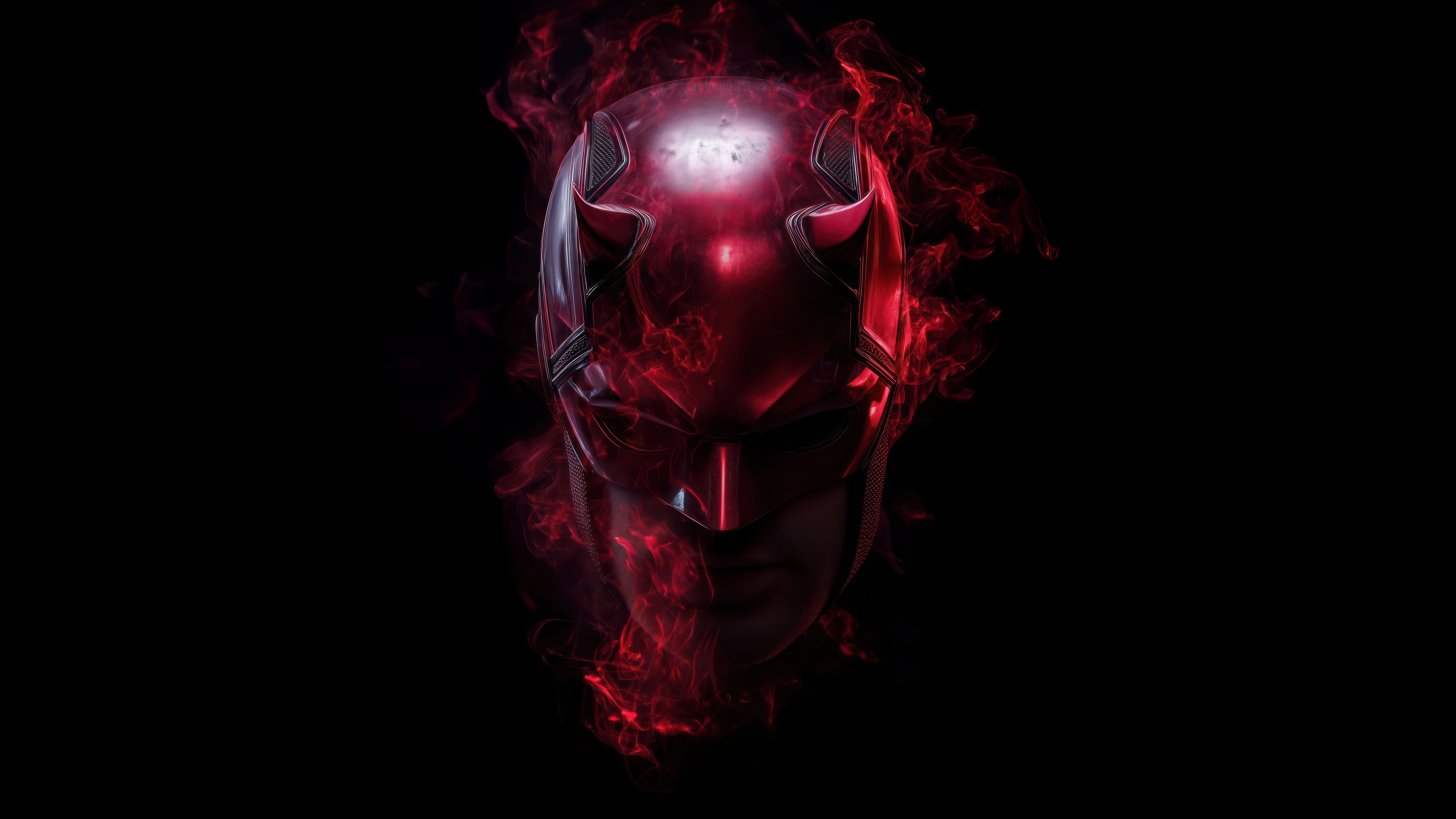 Daredevil Mask with Red Smoke HD Wallpaper