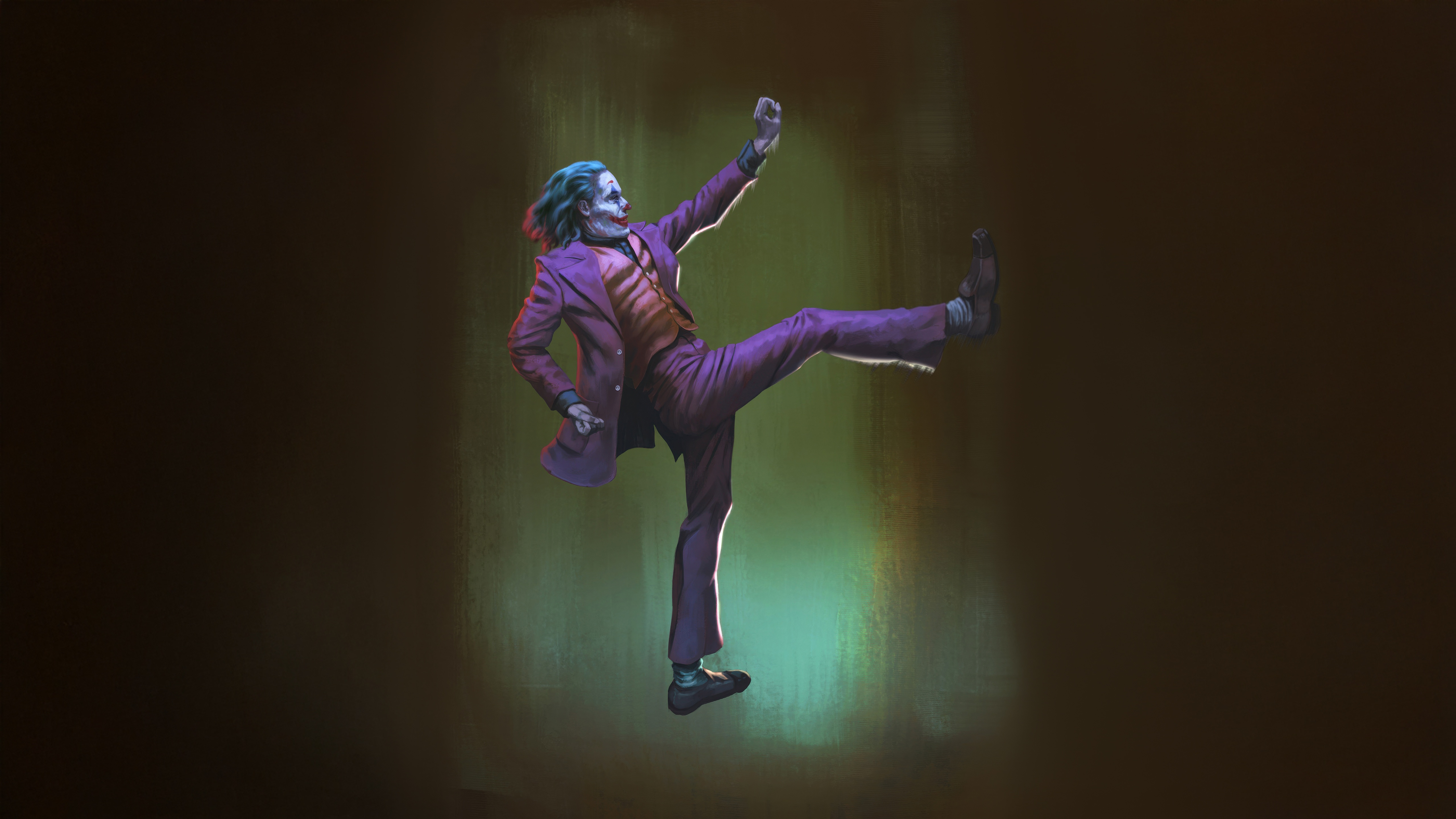 Joker performing a martial arts kick HD Wallpaper