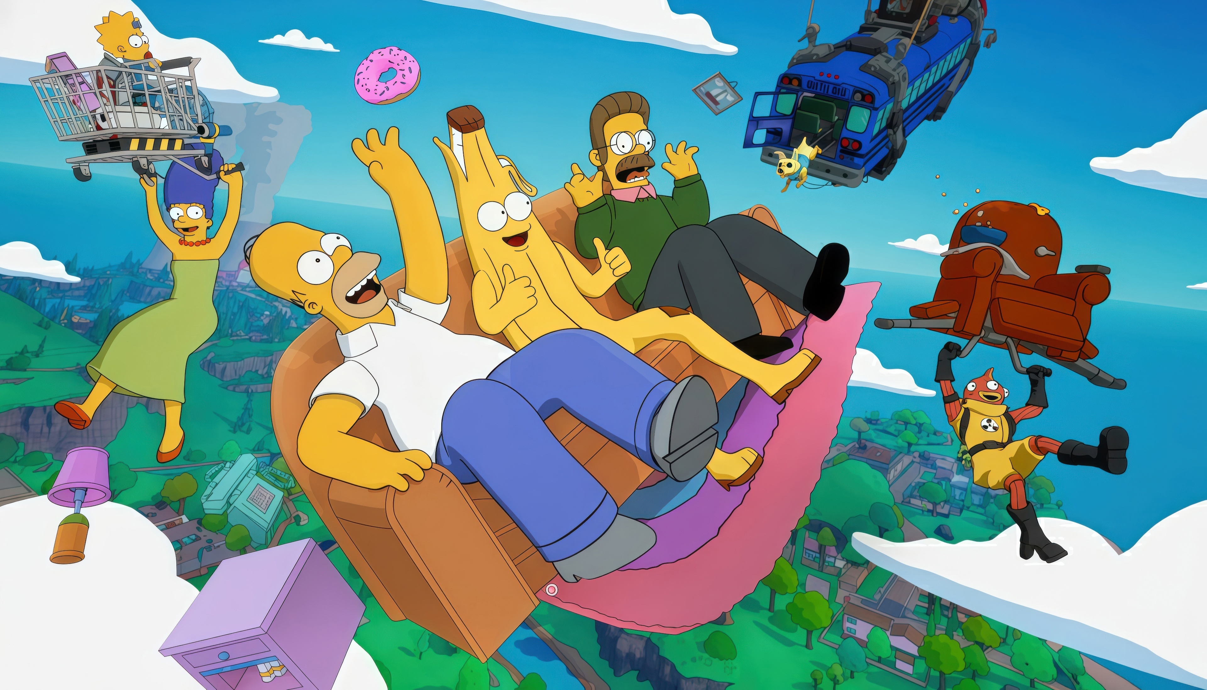 Fortnite X Simpsons Crossover Art HD Wallpaper
