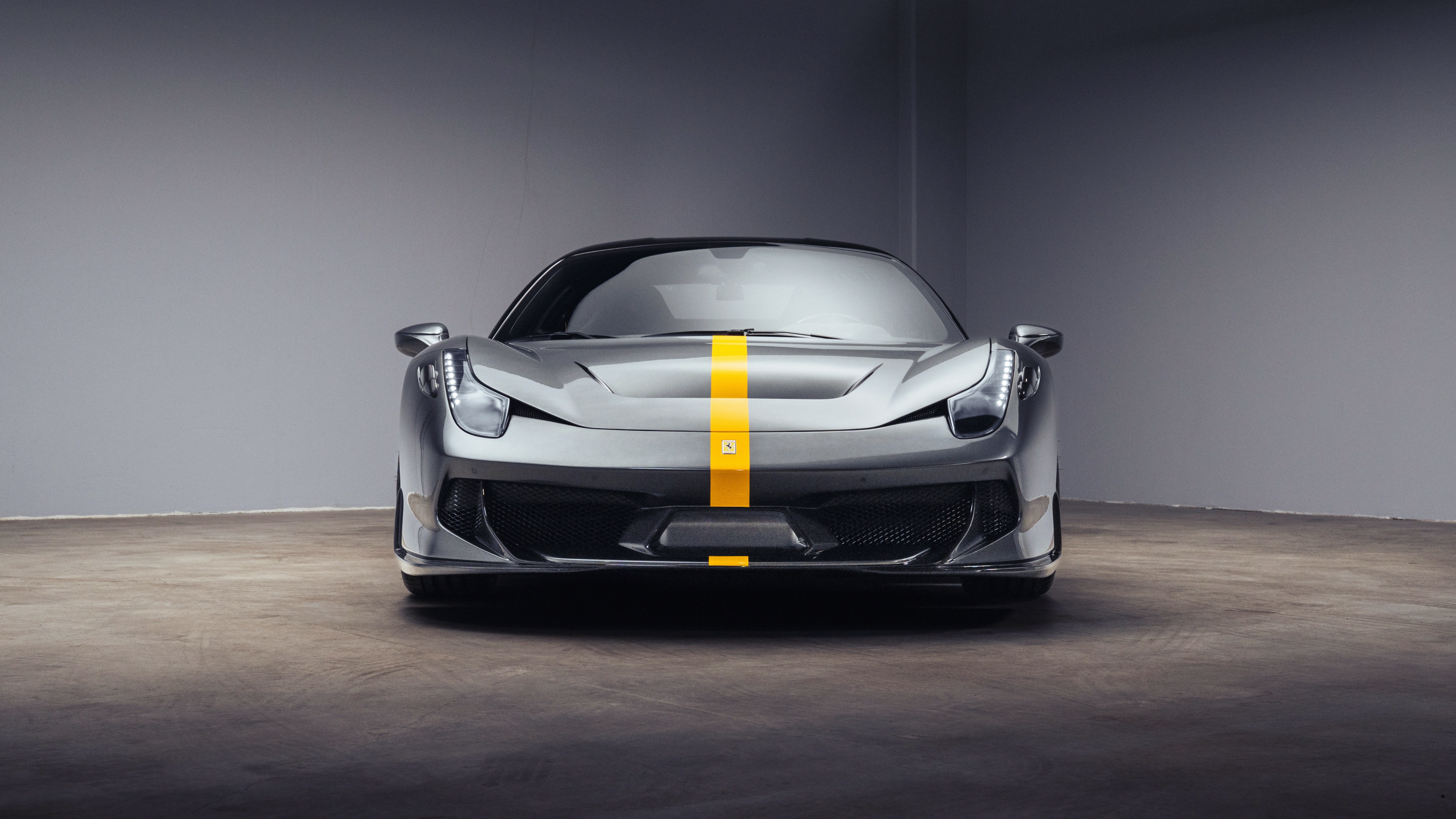 Ferrari 458 with Yellow Stripe HD Wallpaper