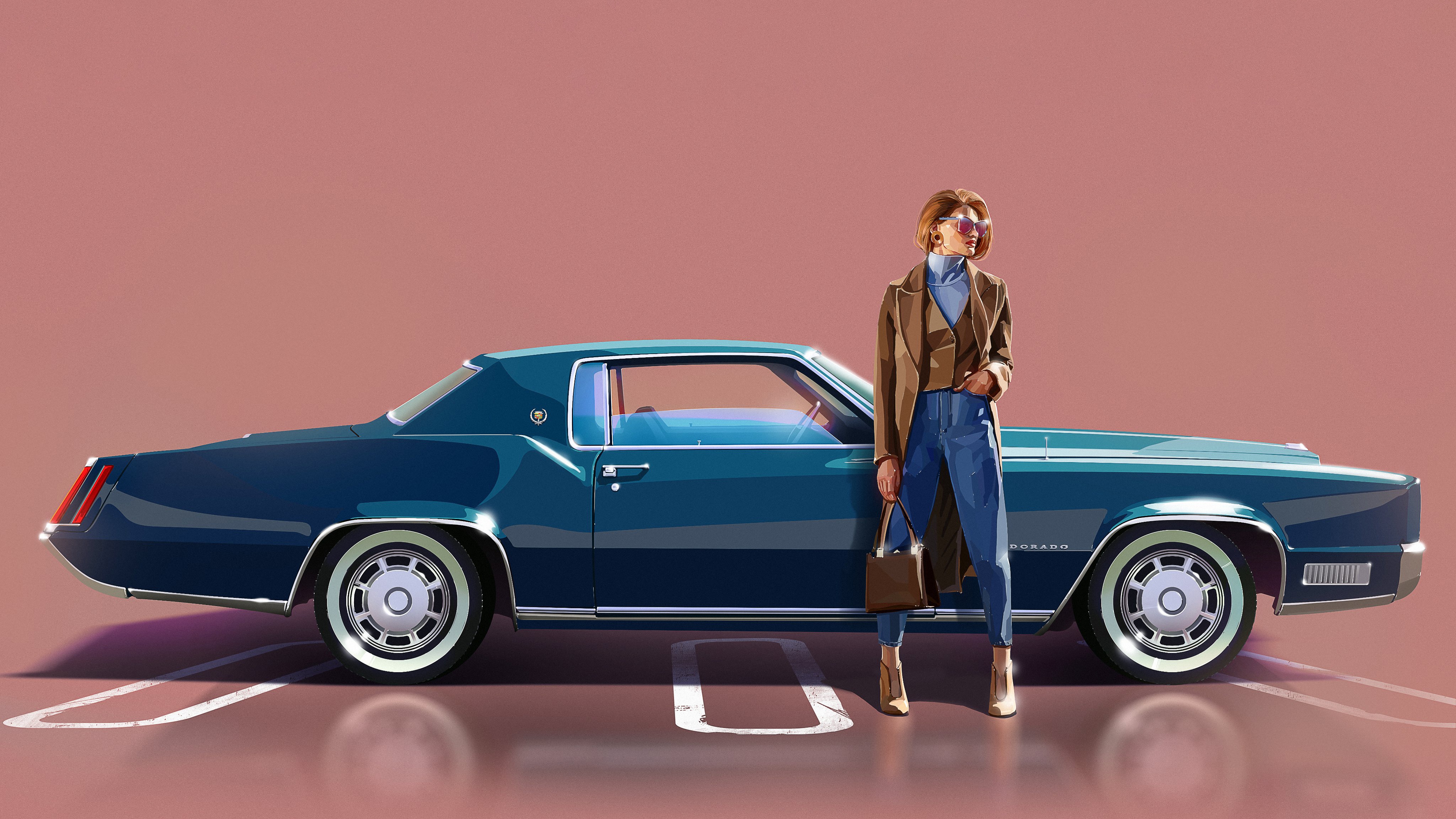 Woman Poses With A 1967 Cadillac Eldorado HD Wallpaper