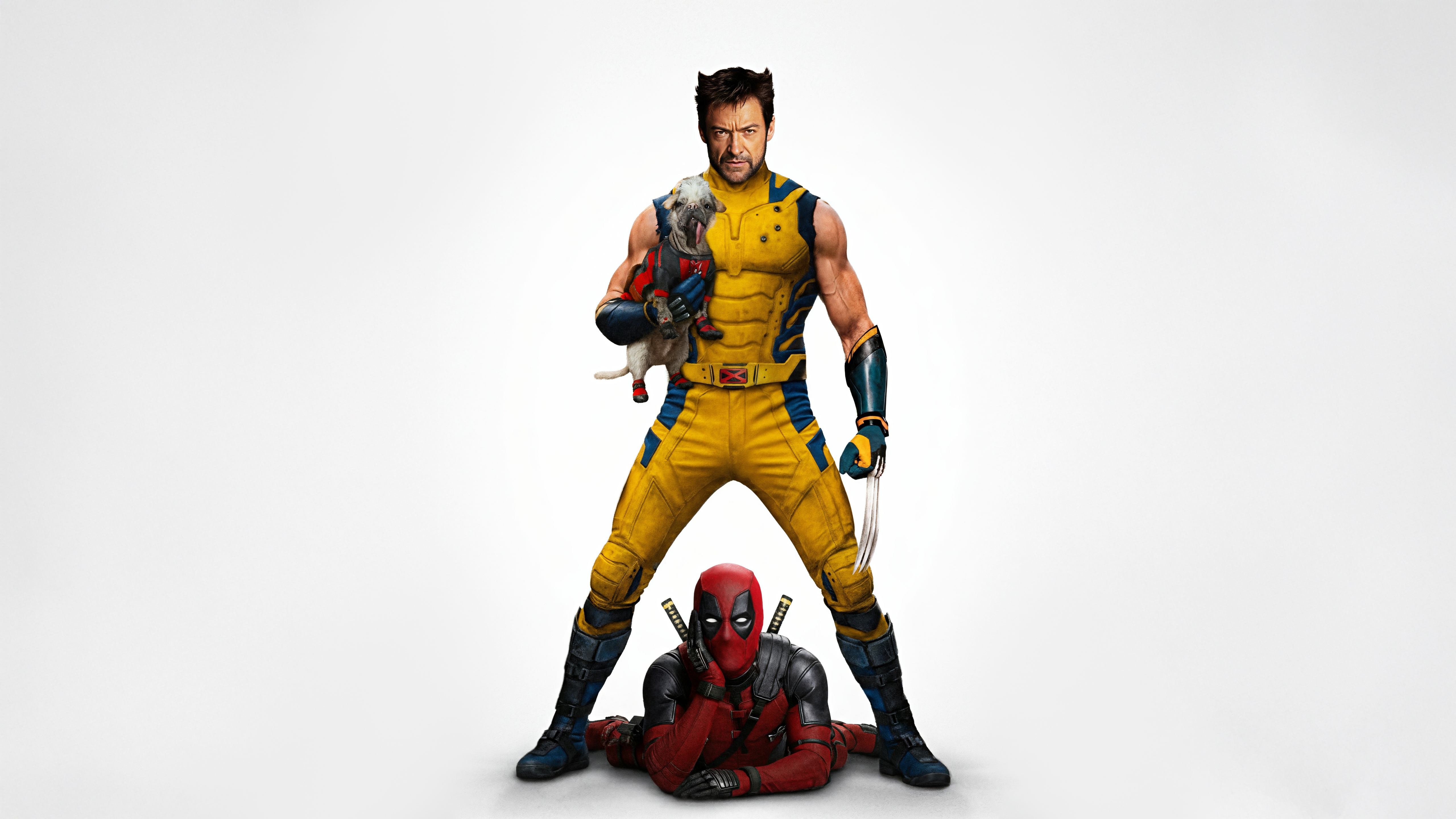 Deadpool and Wolverine with a dog HD Wallpaper