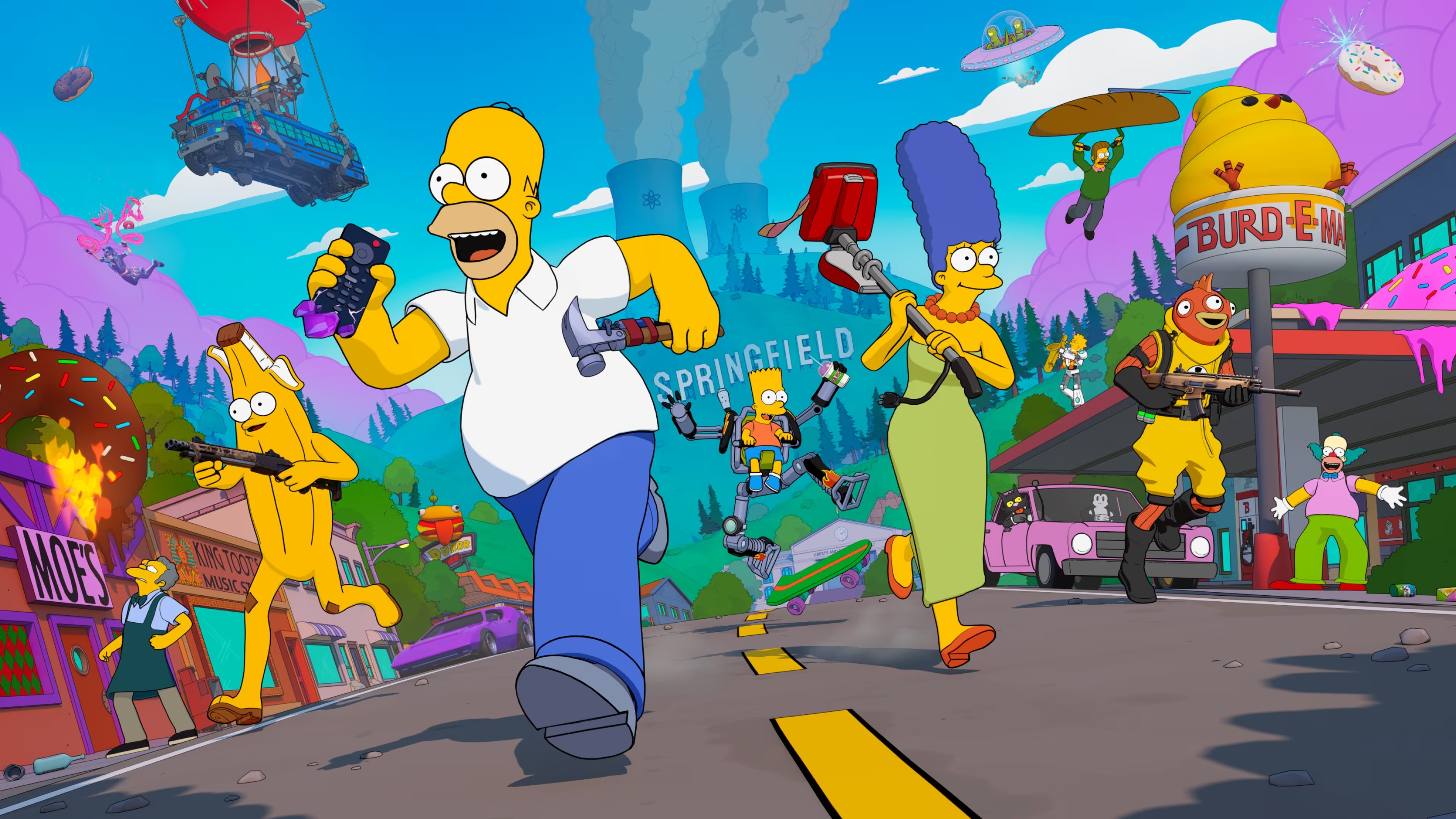 The Simpsons characters in Fortnite HD Wallpaper