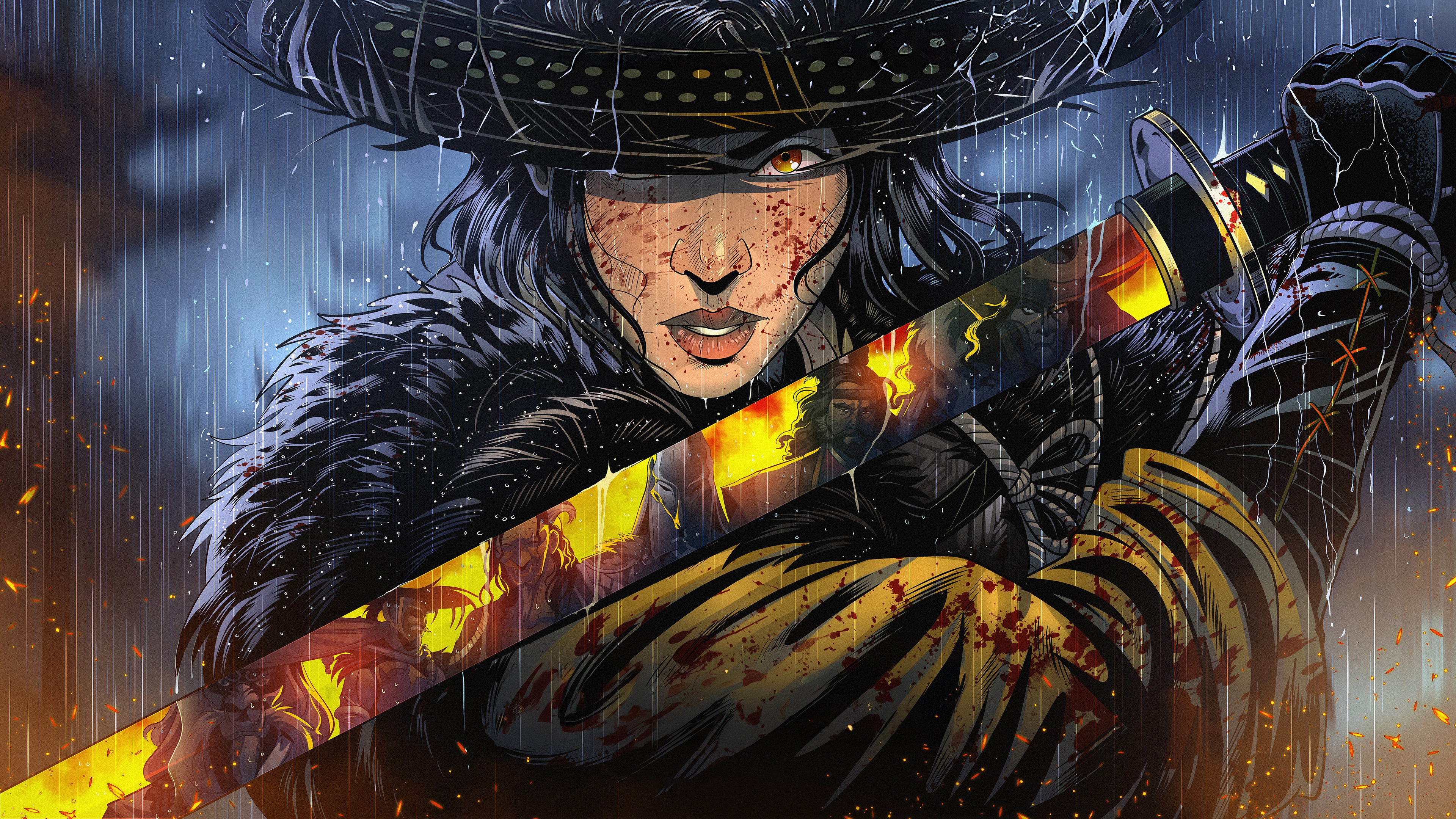 Ghost of Yotei Samurai Warrior in Rain HD Wallpaper