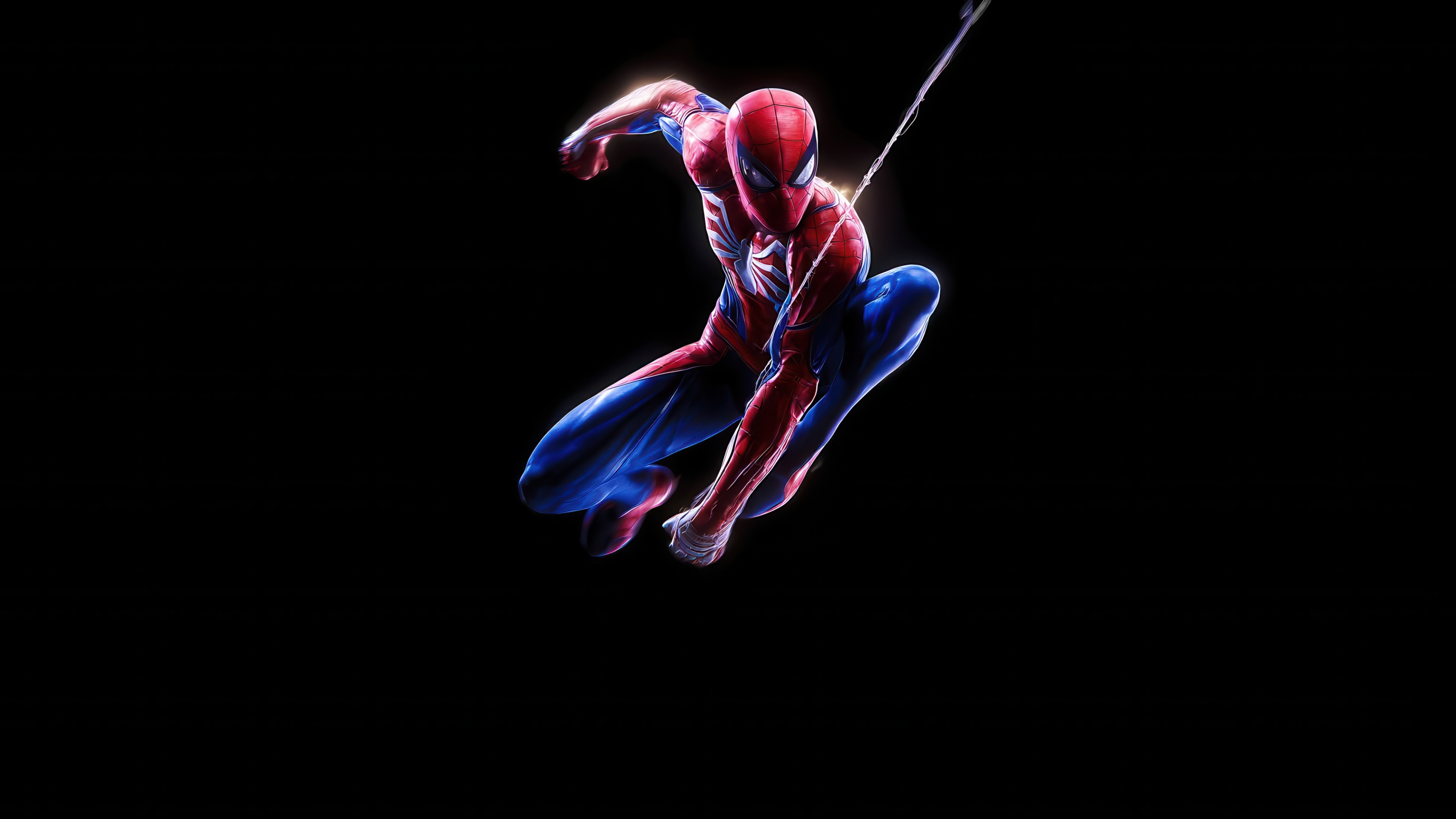 Spider-Man in a dynamic pose against a black background HD Wallpaper