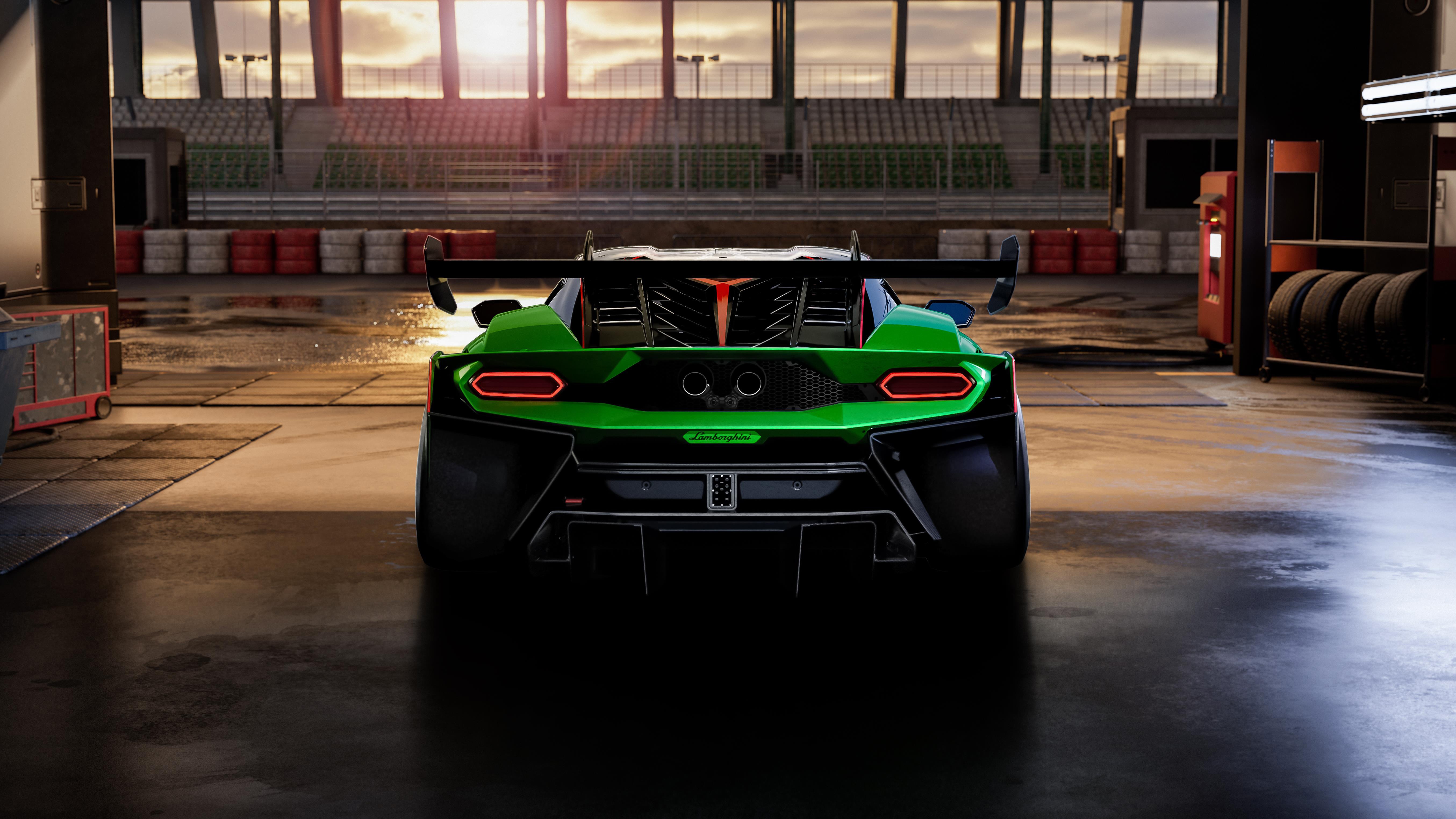 Lamborghini Temerario Super Trofeo 2025 rear view HD Wallpaper
