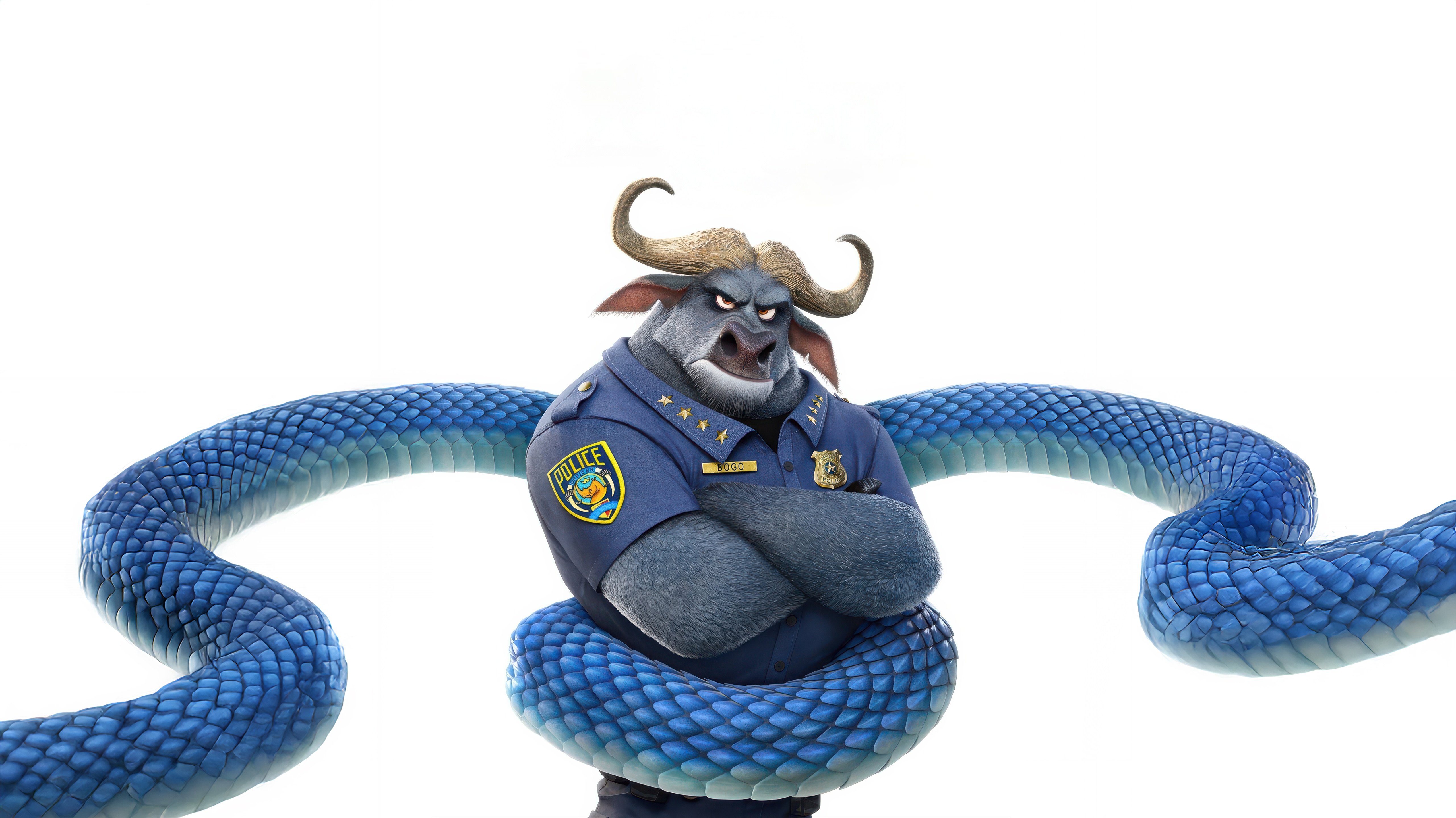 Bogo and a blue snake from Zootopia HD Wallpaper
