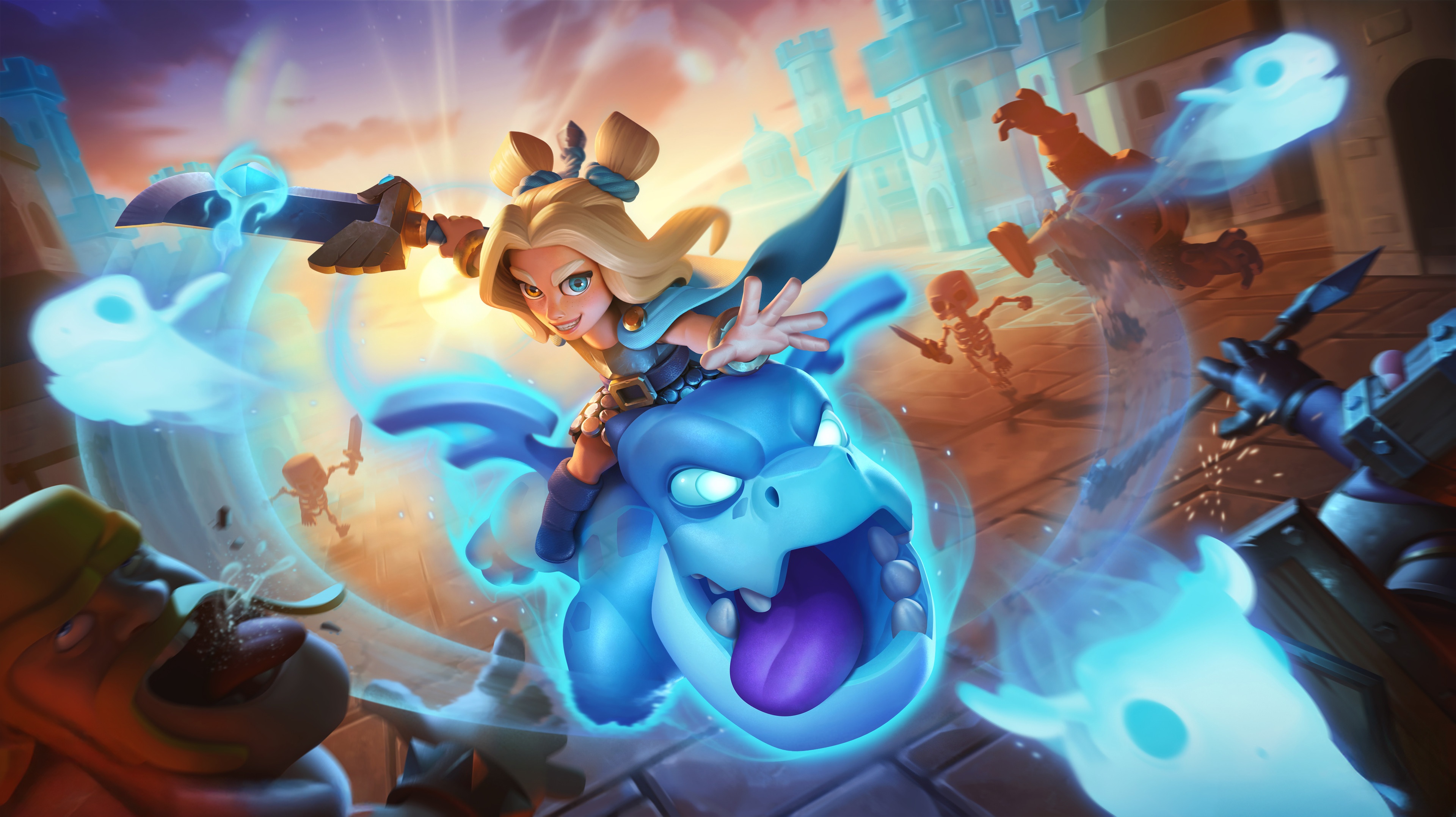 Clash Royale Spirit Empress riding a blue creature HD Wallpaper