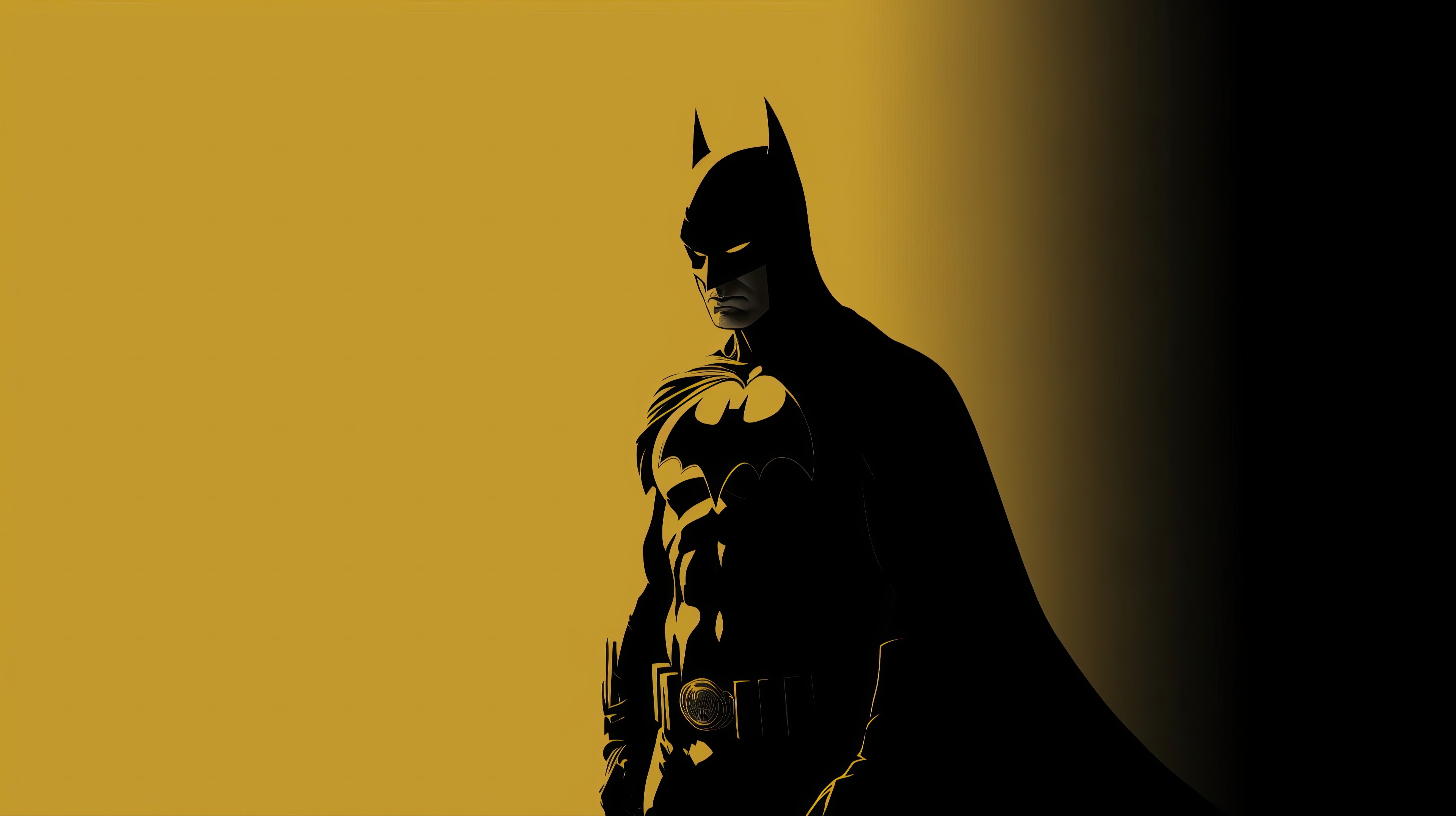 Batman in silhouette against a yellow background HD Wallpaper