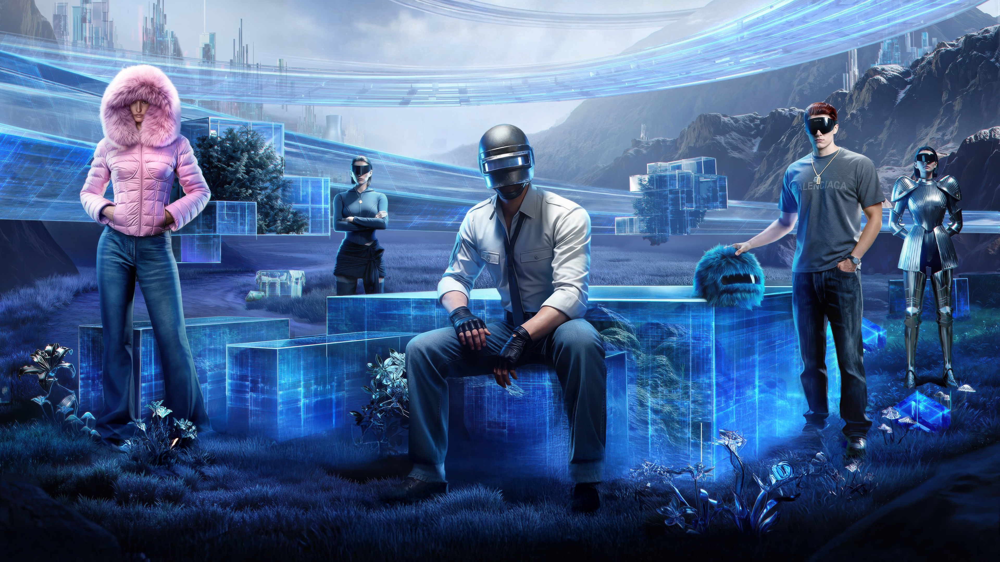 PUBG Mobile X Balenciaga Characters in Virtual World HD Wallpaper