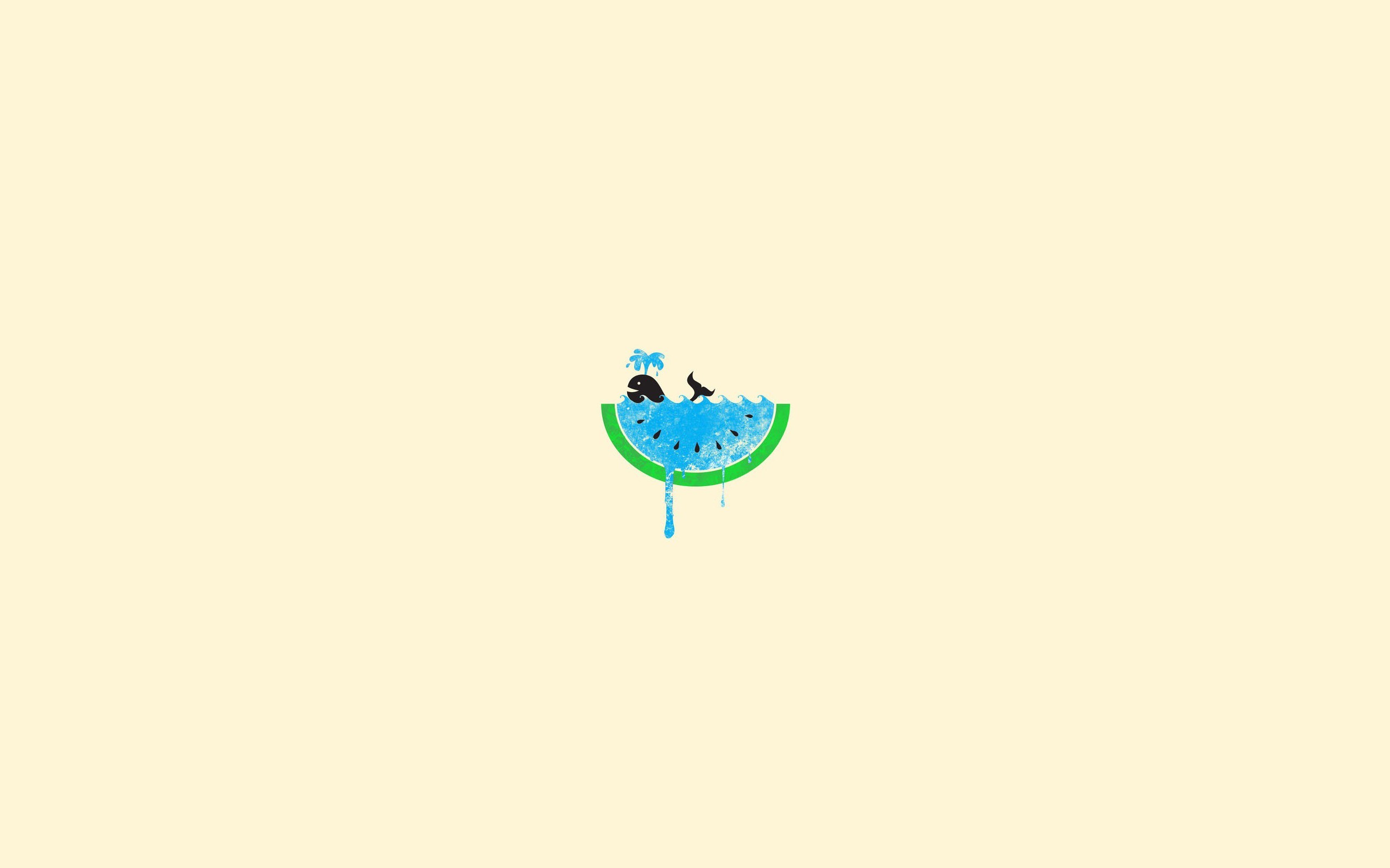 Minimalist whale in watermelon slice HD Wallpaper