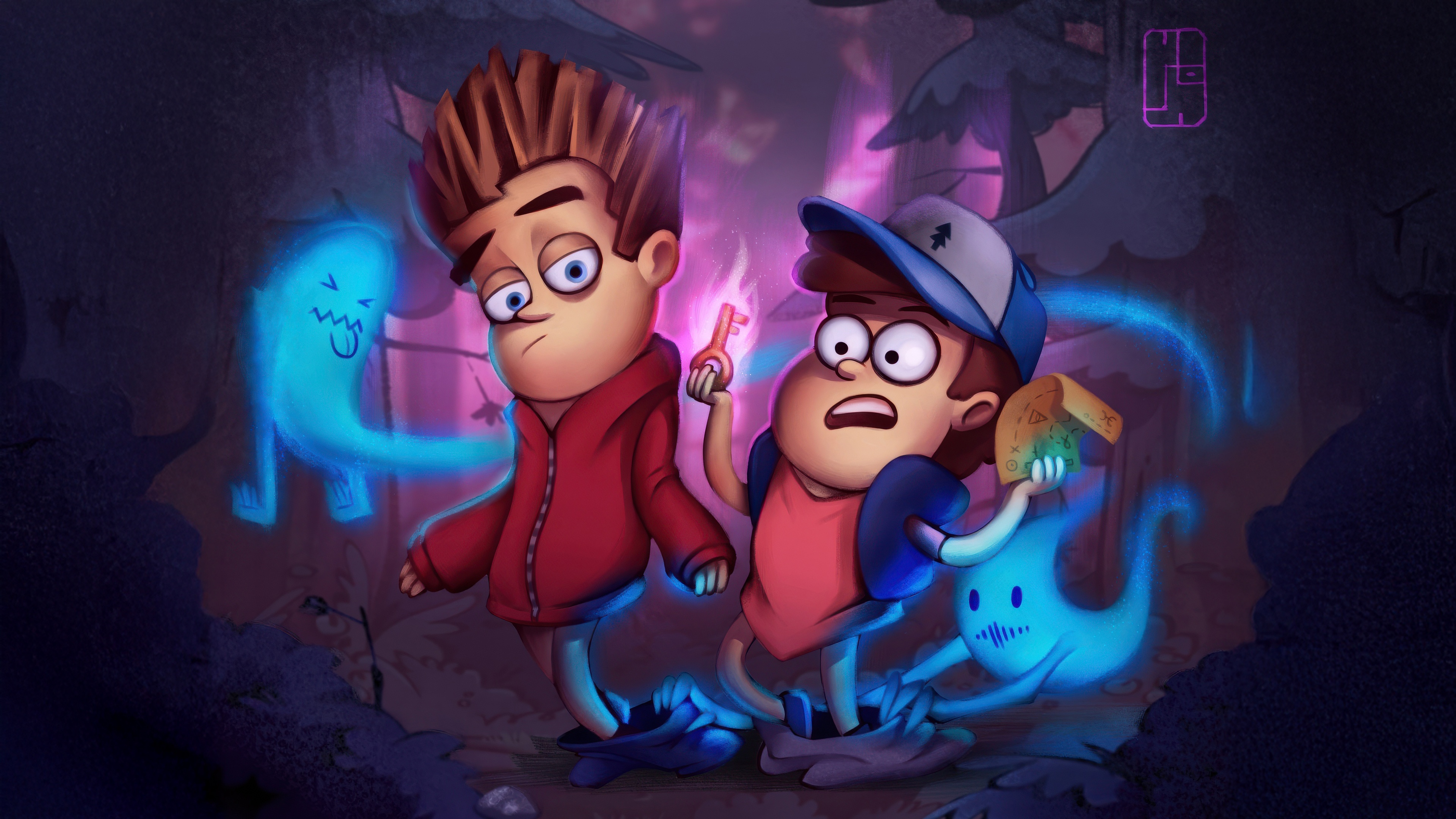 Ghostly Mischief In Neon Nights HD Wallpaper