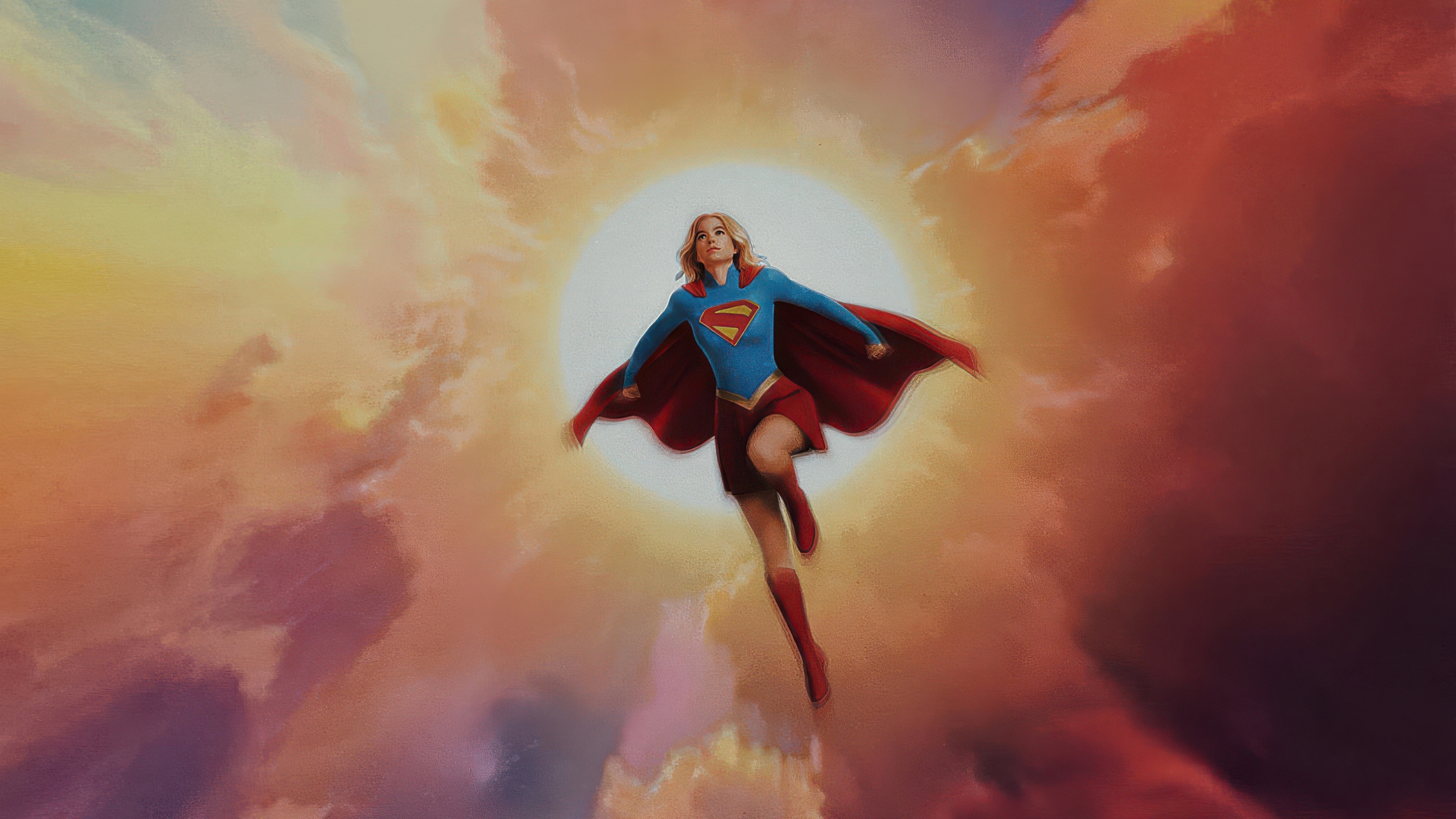 Supergirl flying in the sky HD Wallpaper