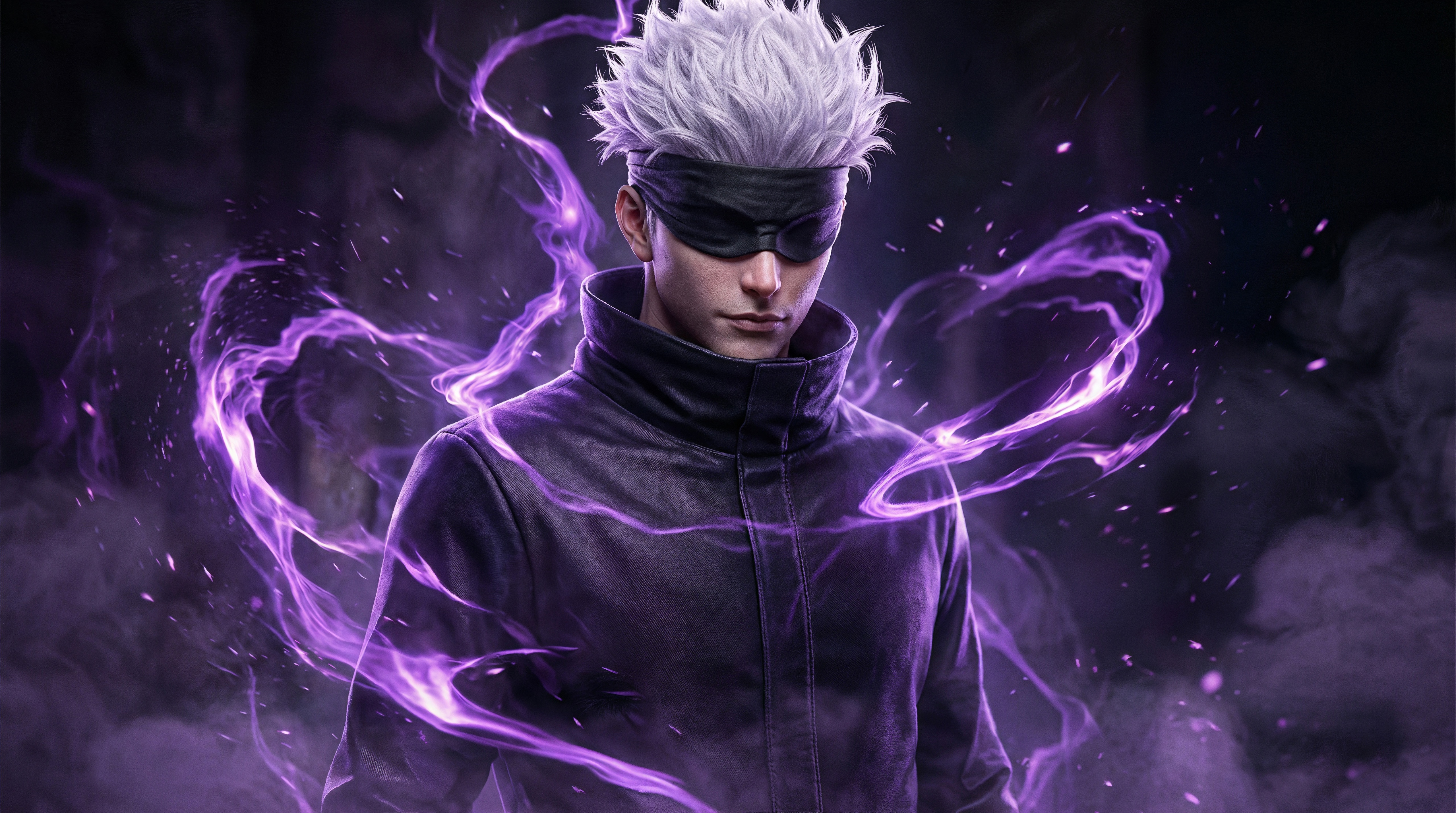 Satoru Gojo with purple energy HD Wallpaper