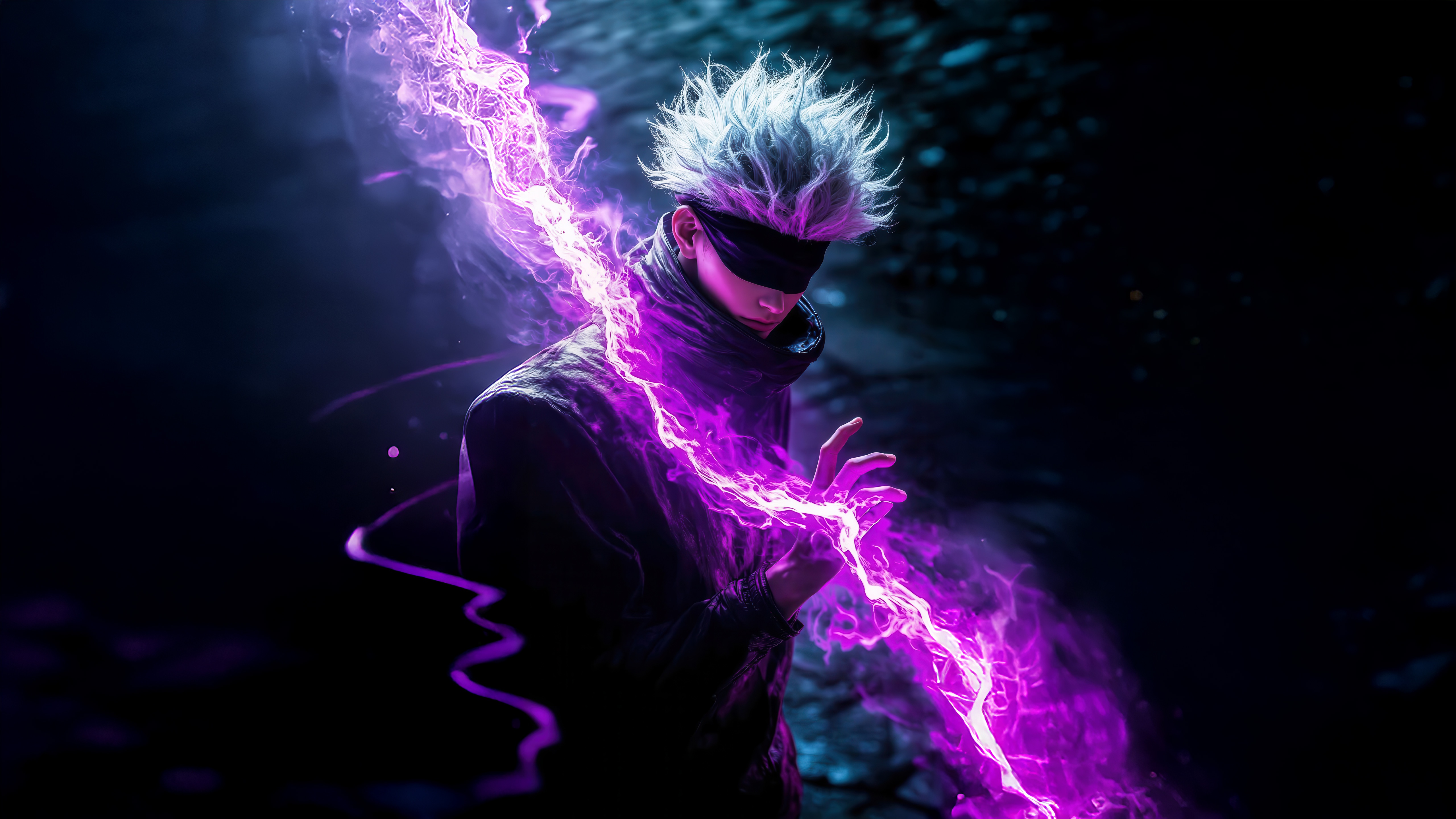 Satoru Gojo with Purple Lightning HD Wallpaper