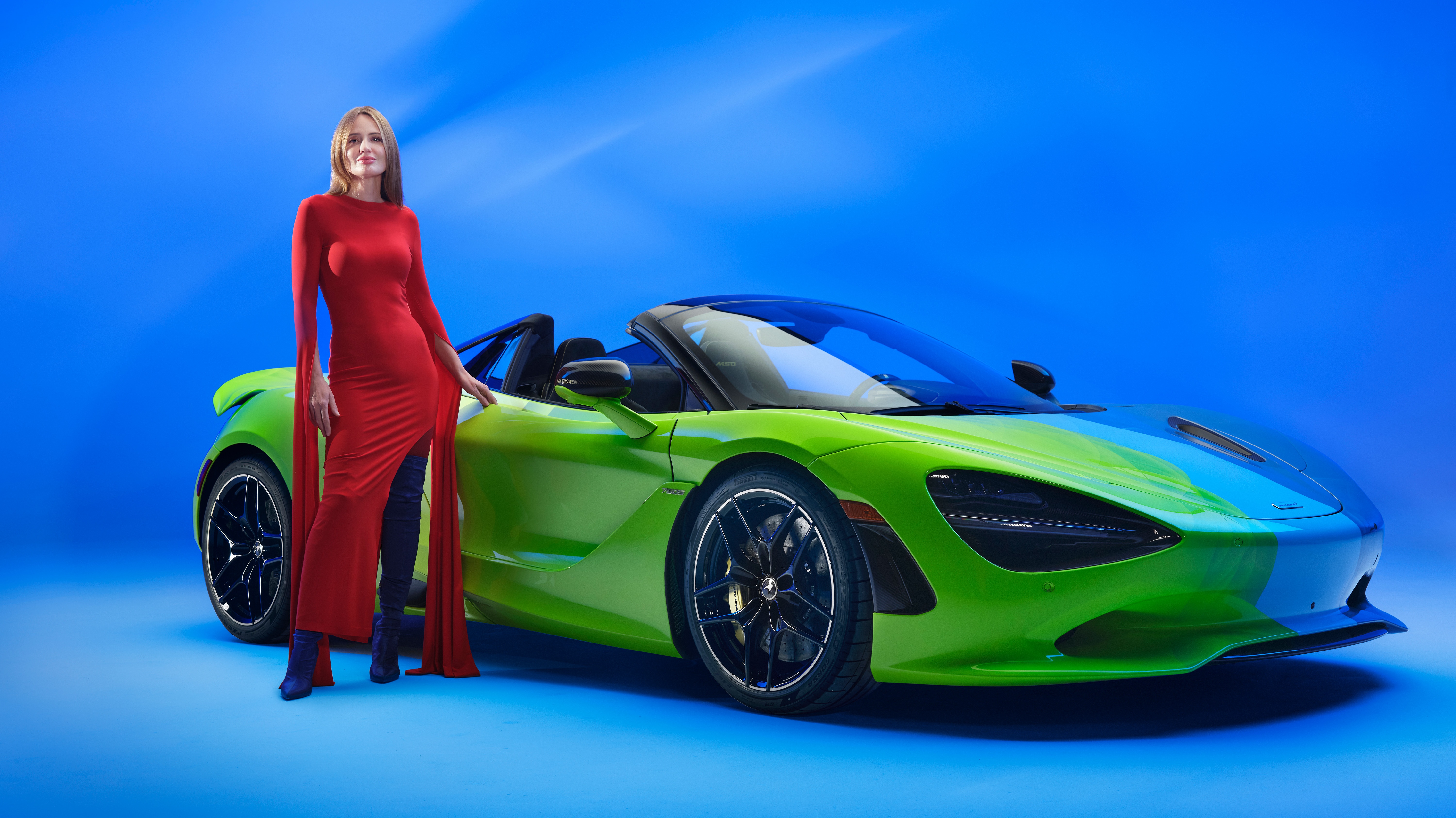 McLaren 750S Spider Project Chromology with Woman HD Wallpaper