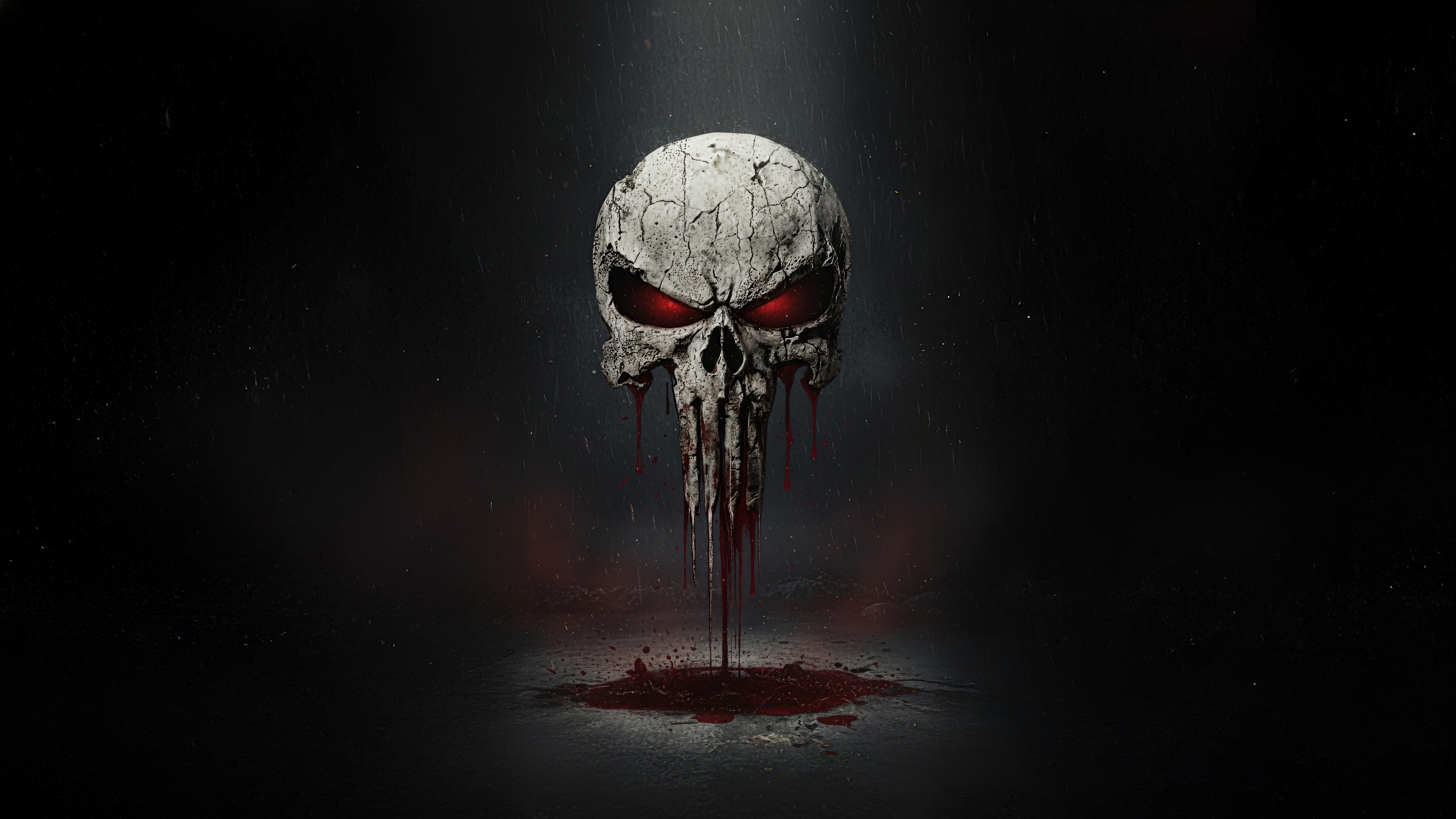The Punisher Skull with Red Eyes and Blood HD Wallpaper