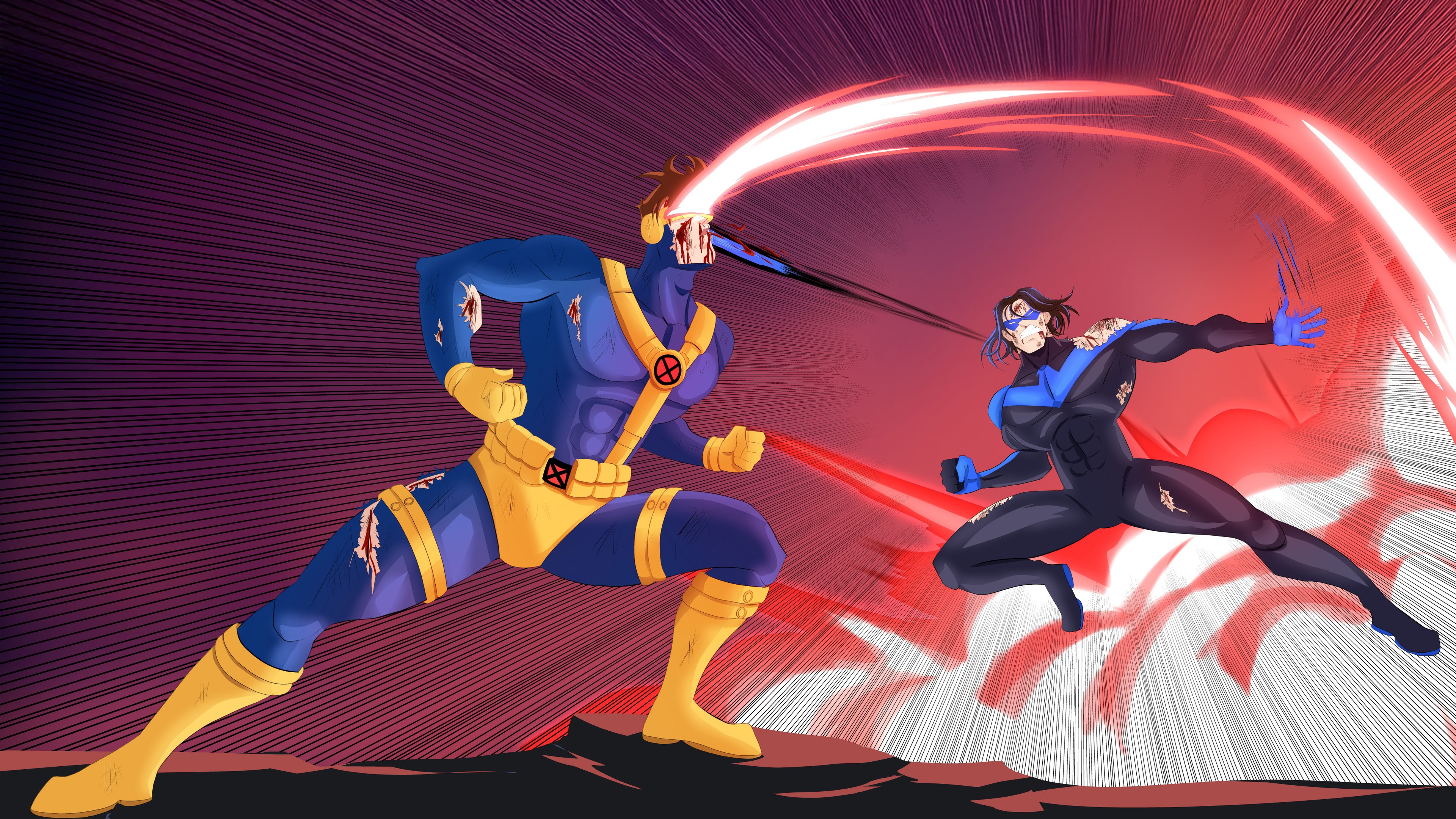 Cyclops vs. Nightwing battle HD Wallpaper