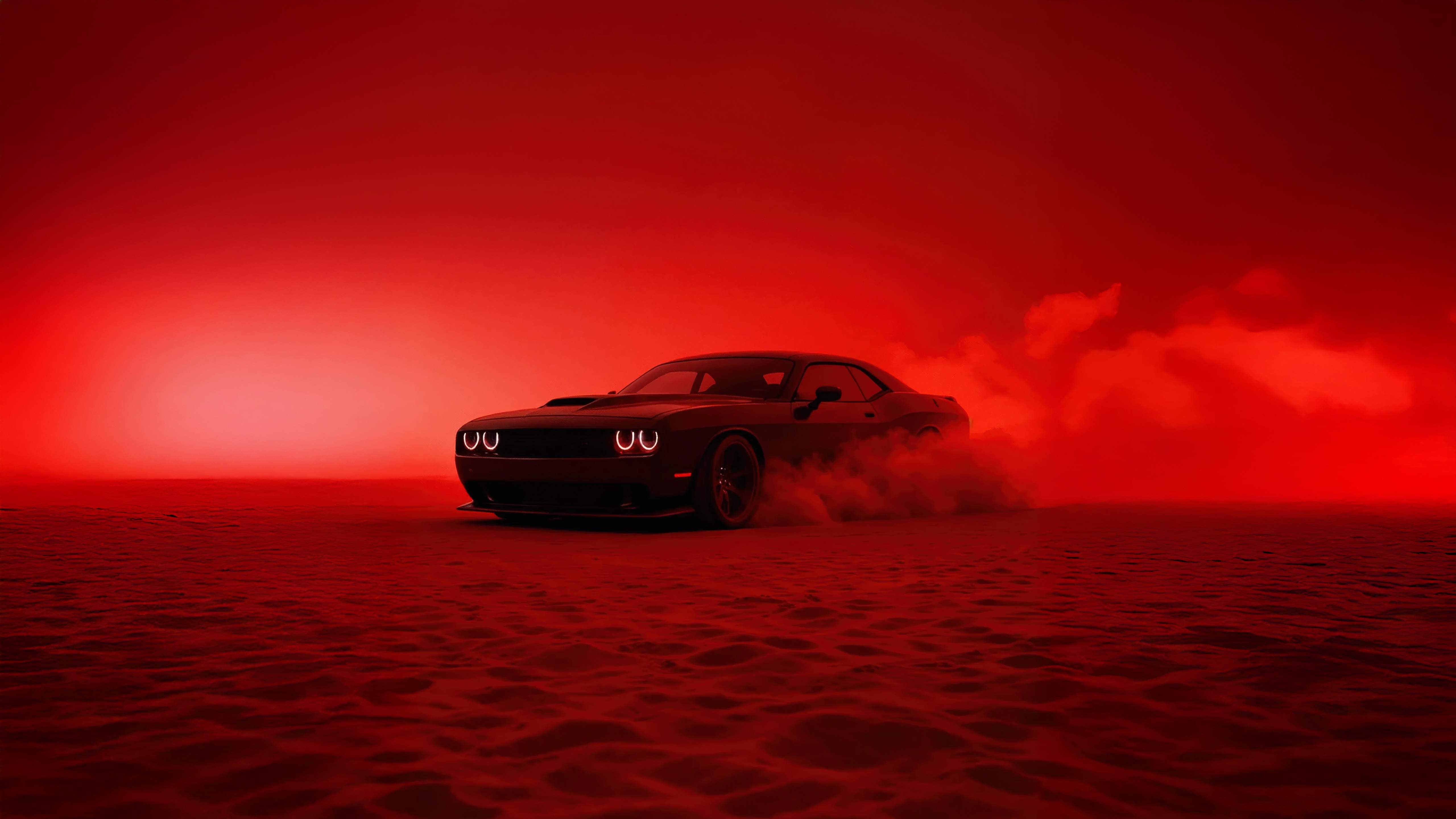 Dodge Challenger Drifting in Red Smoke HD Wallpaper