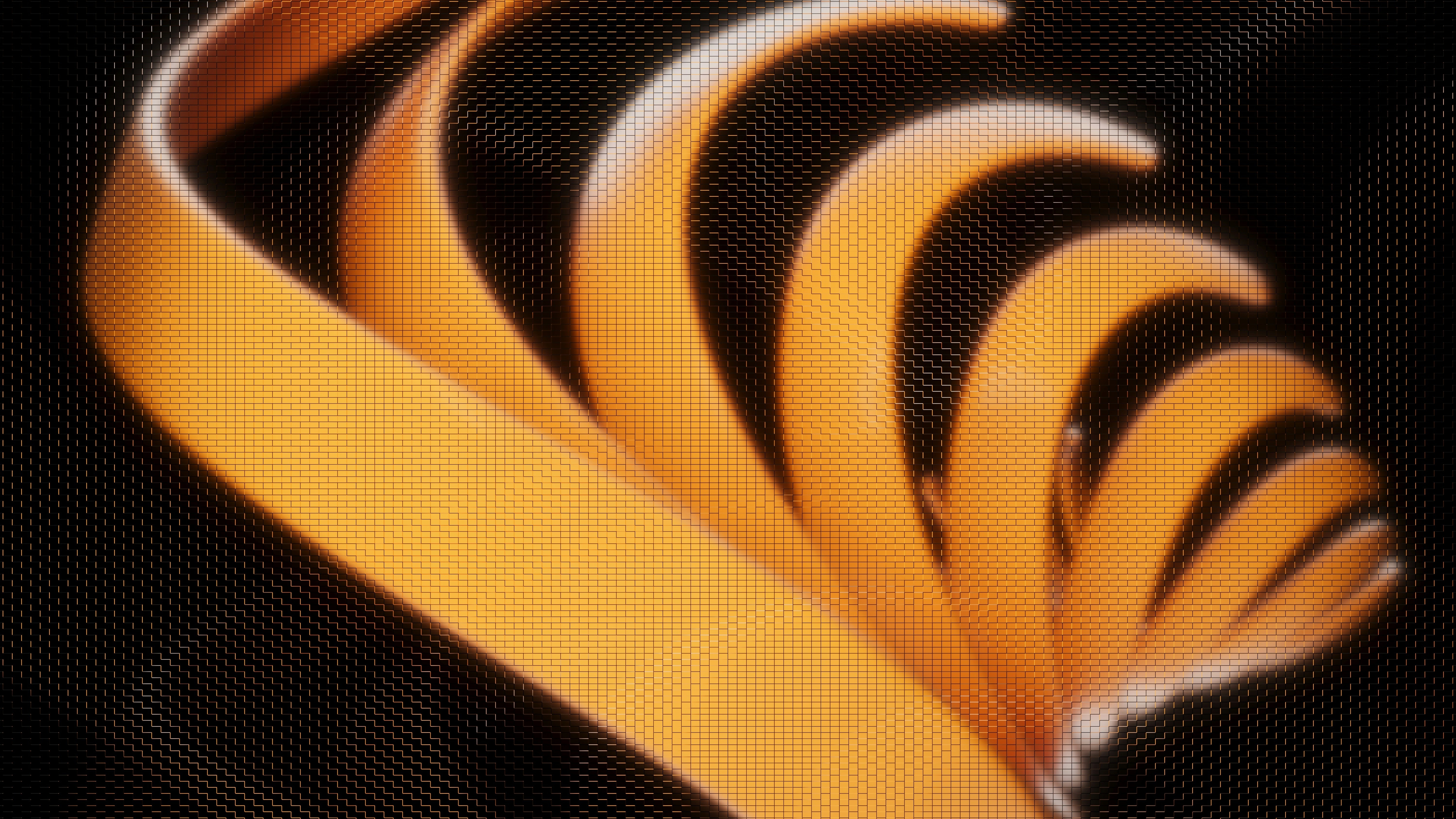 Orange ribbons on a black textured background HD Wallpaper