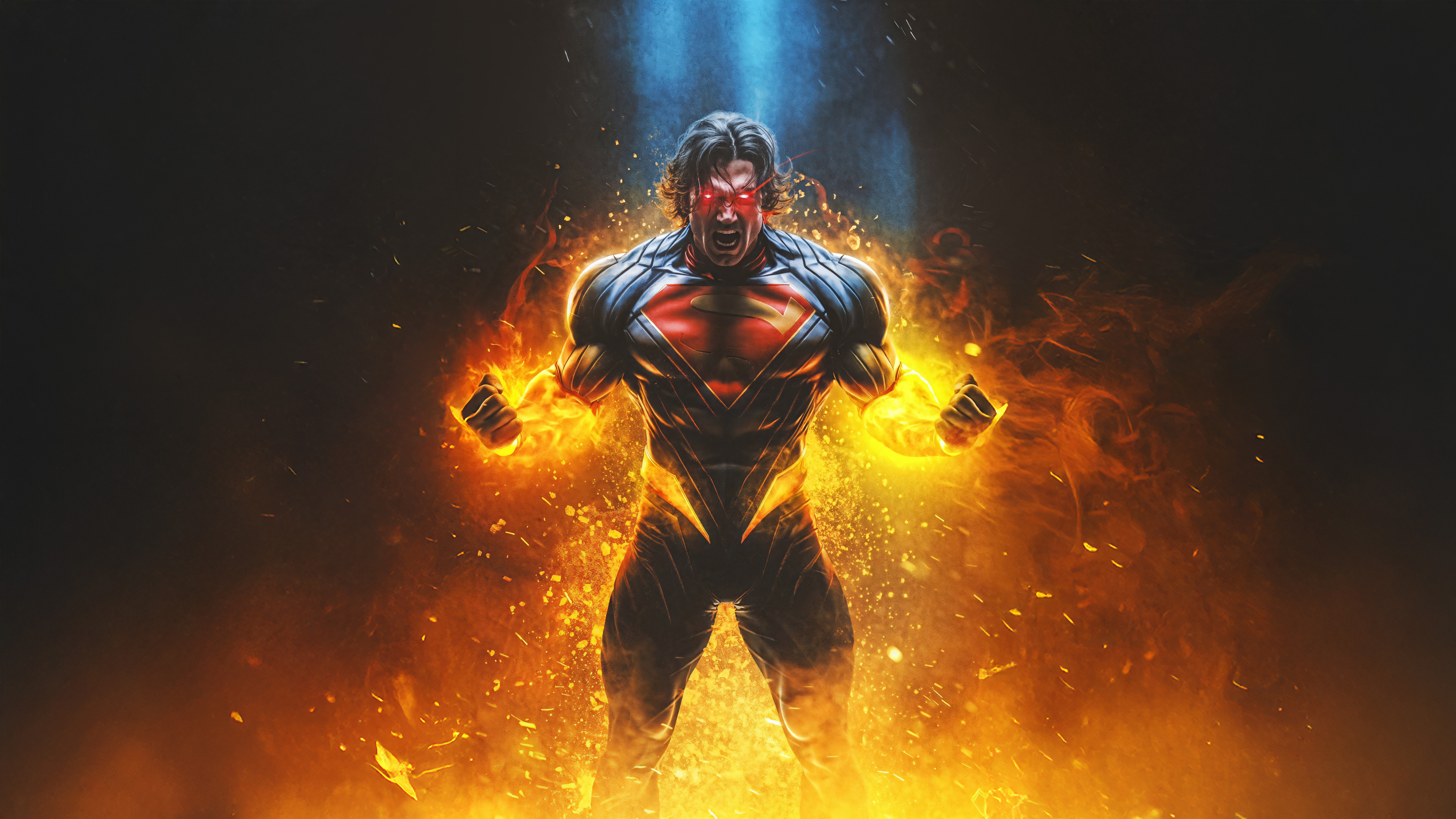 Superman Unleashes Fiery Power HD Wallpaper