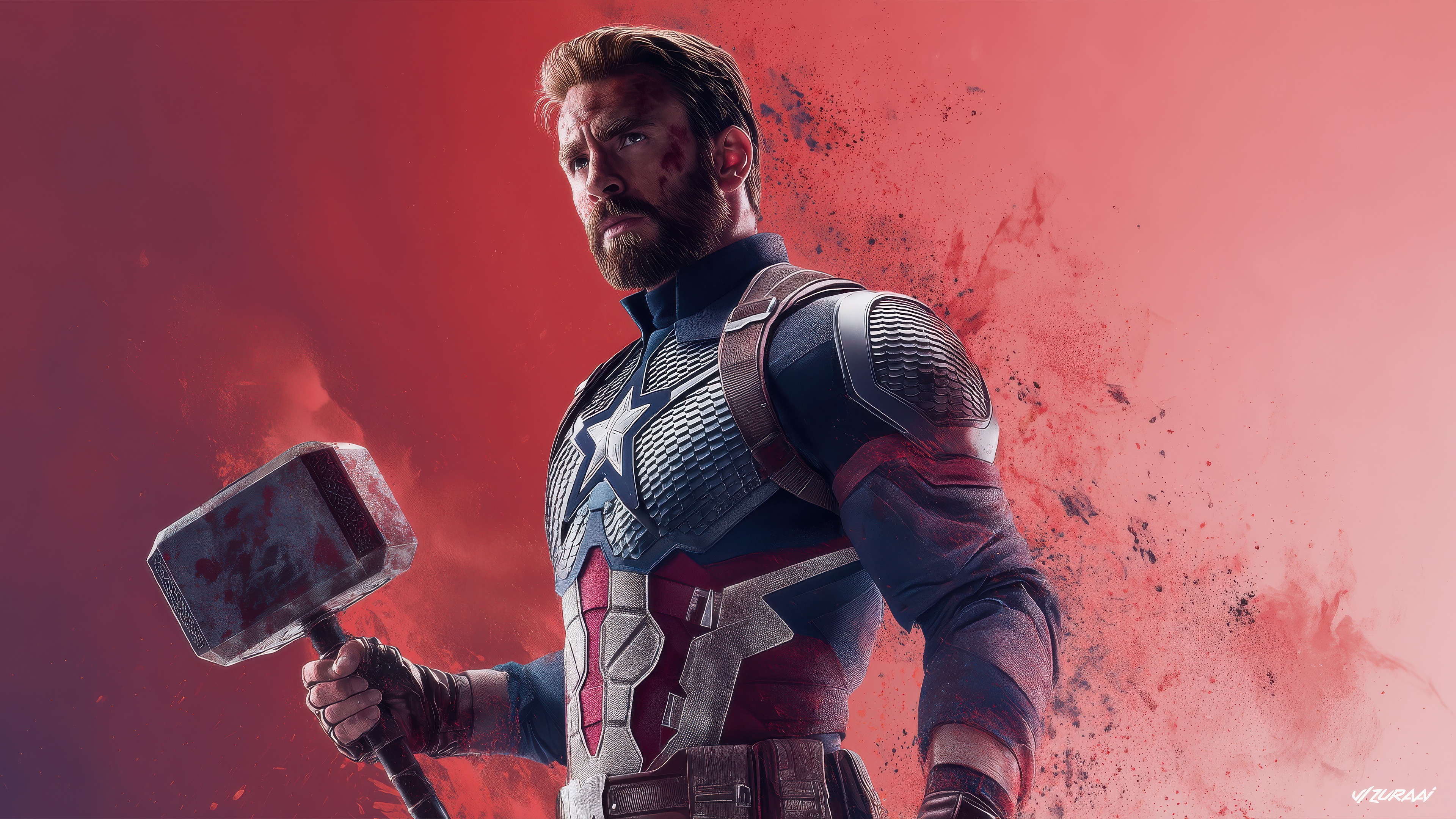 Captain America Holding Mjolnir HD Wallpaper