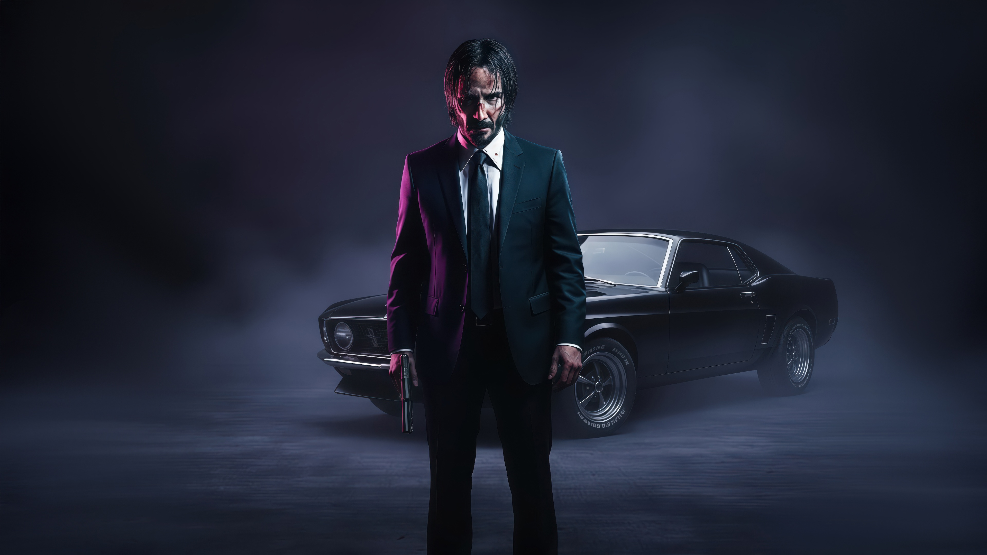 John Wick with a car HD Wallpaper