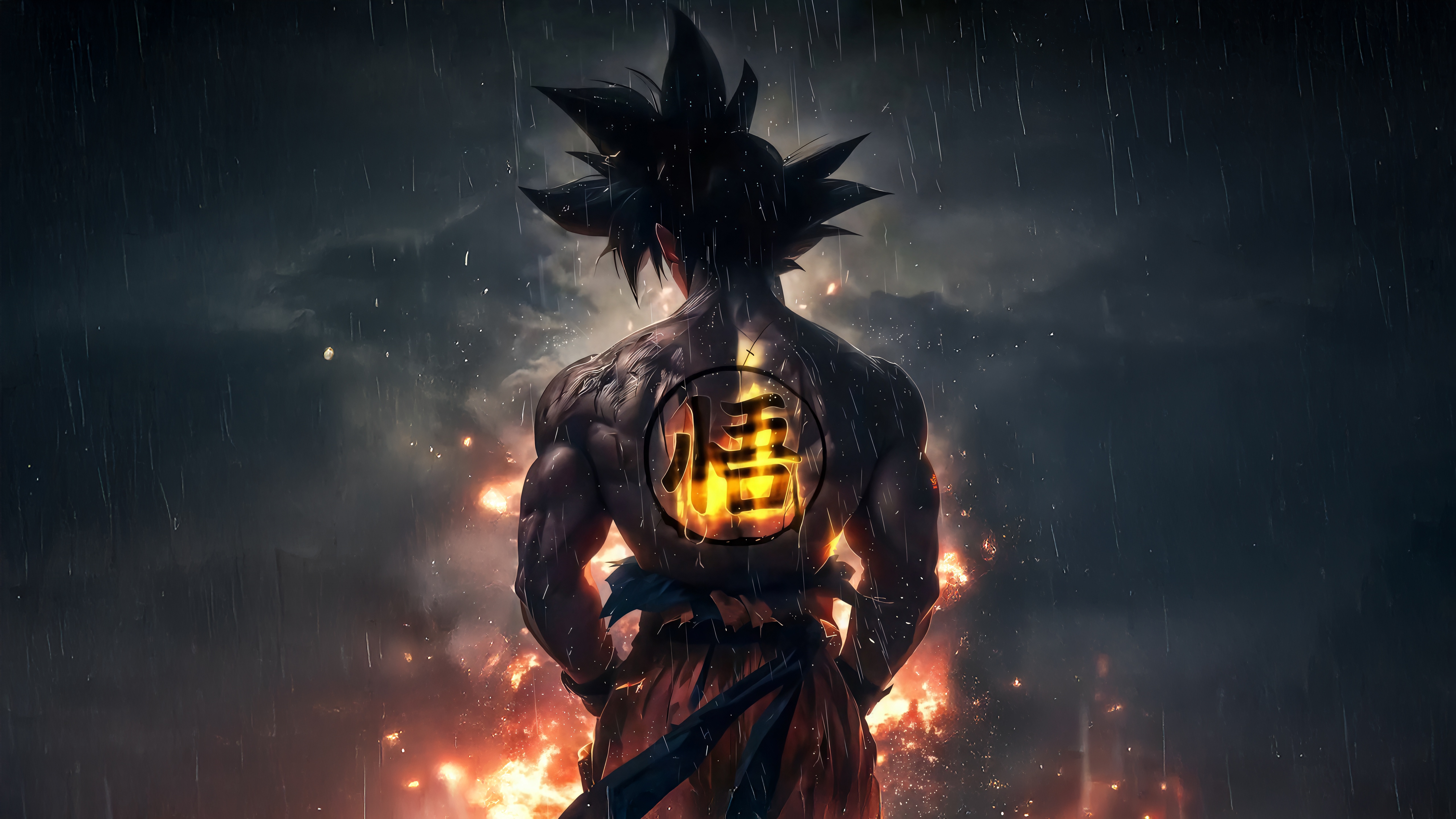 Goku with Kanji Symbol on Back HD Wallpaper