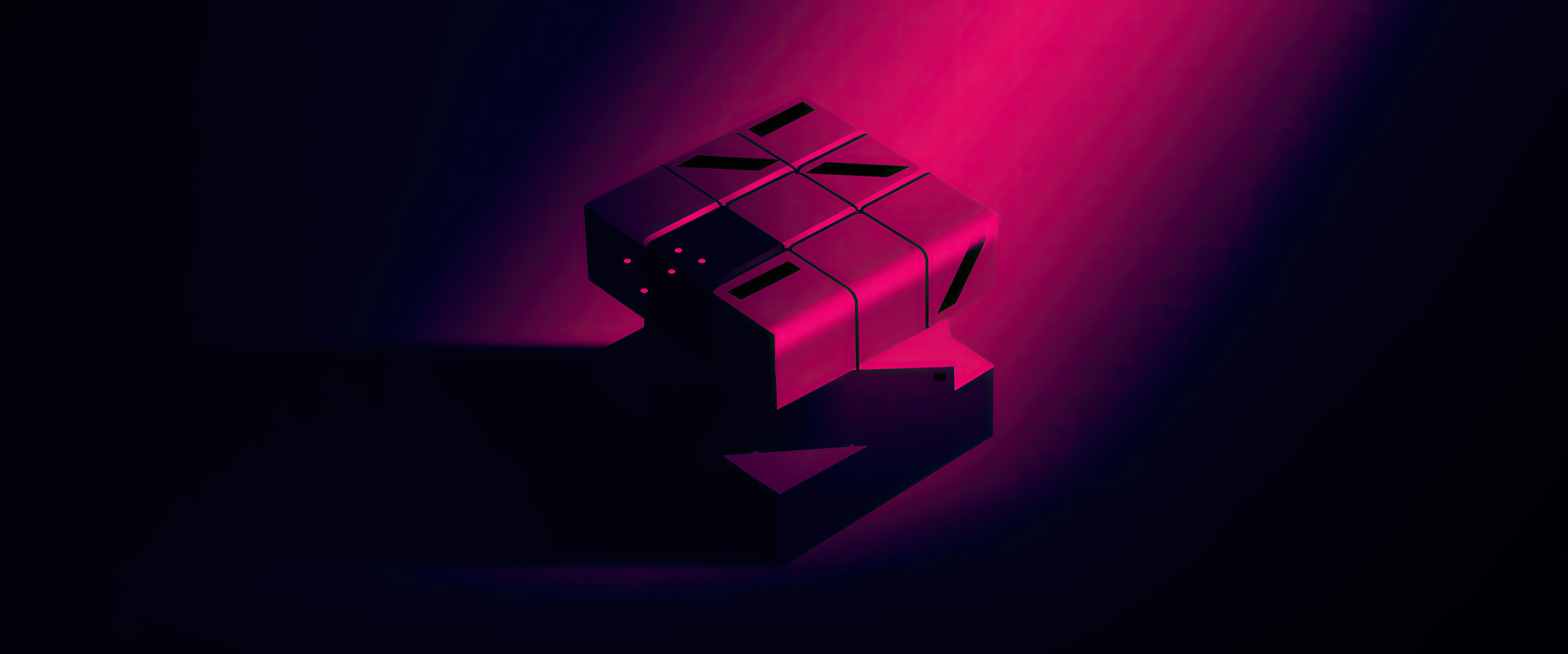 Abstract geometric shape with pink lighting HD Wallpaper