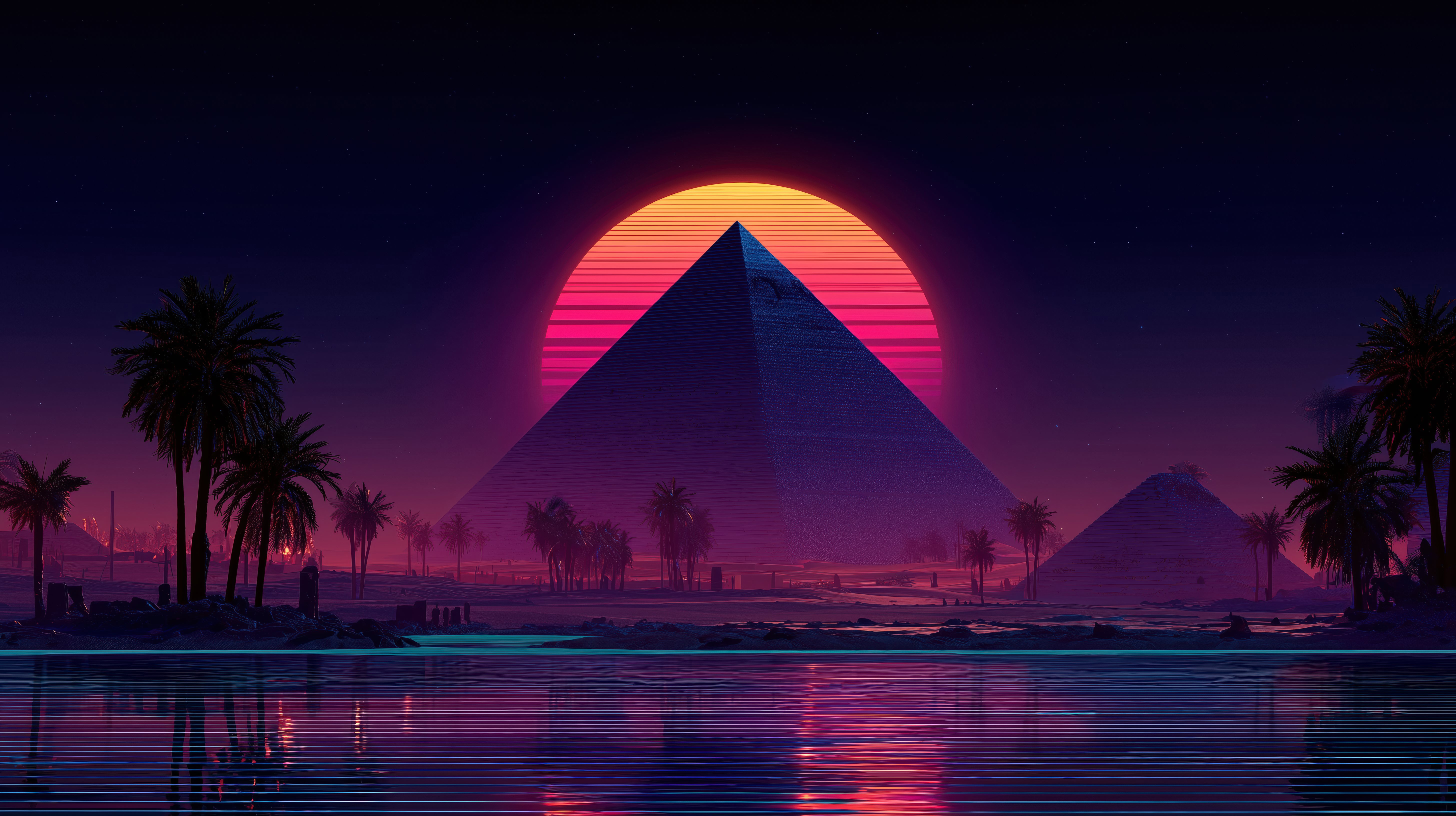 Neon Pyramid Synthwave Dreams HD Wallpaper